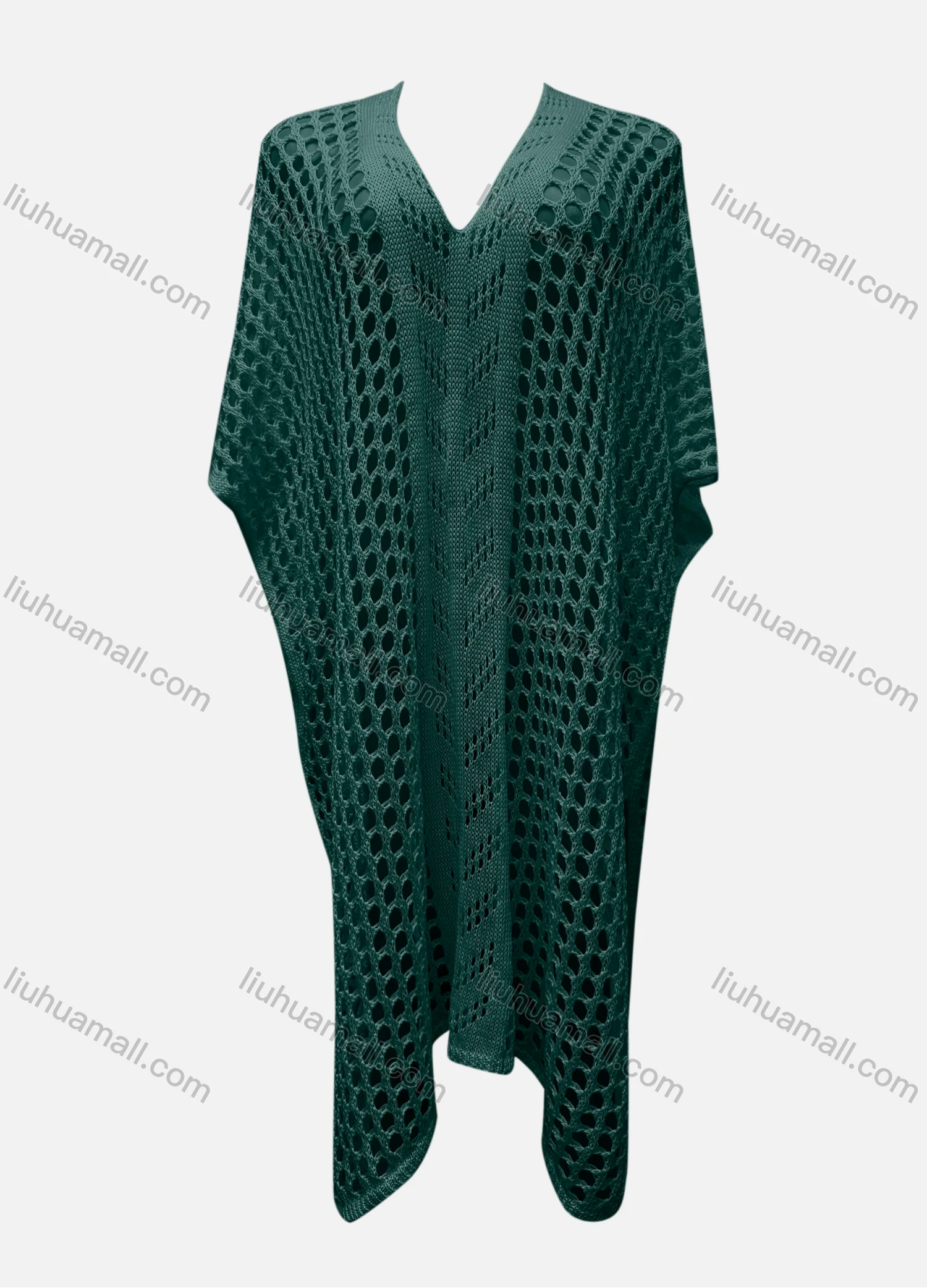 Wholesale Women's Vacation V Neck Half Sleeve Plain Hollow Out Cover Up Dress X99# - Liuhuamall