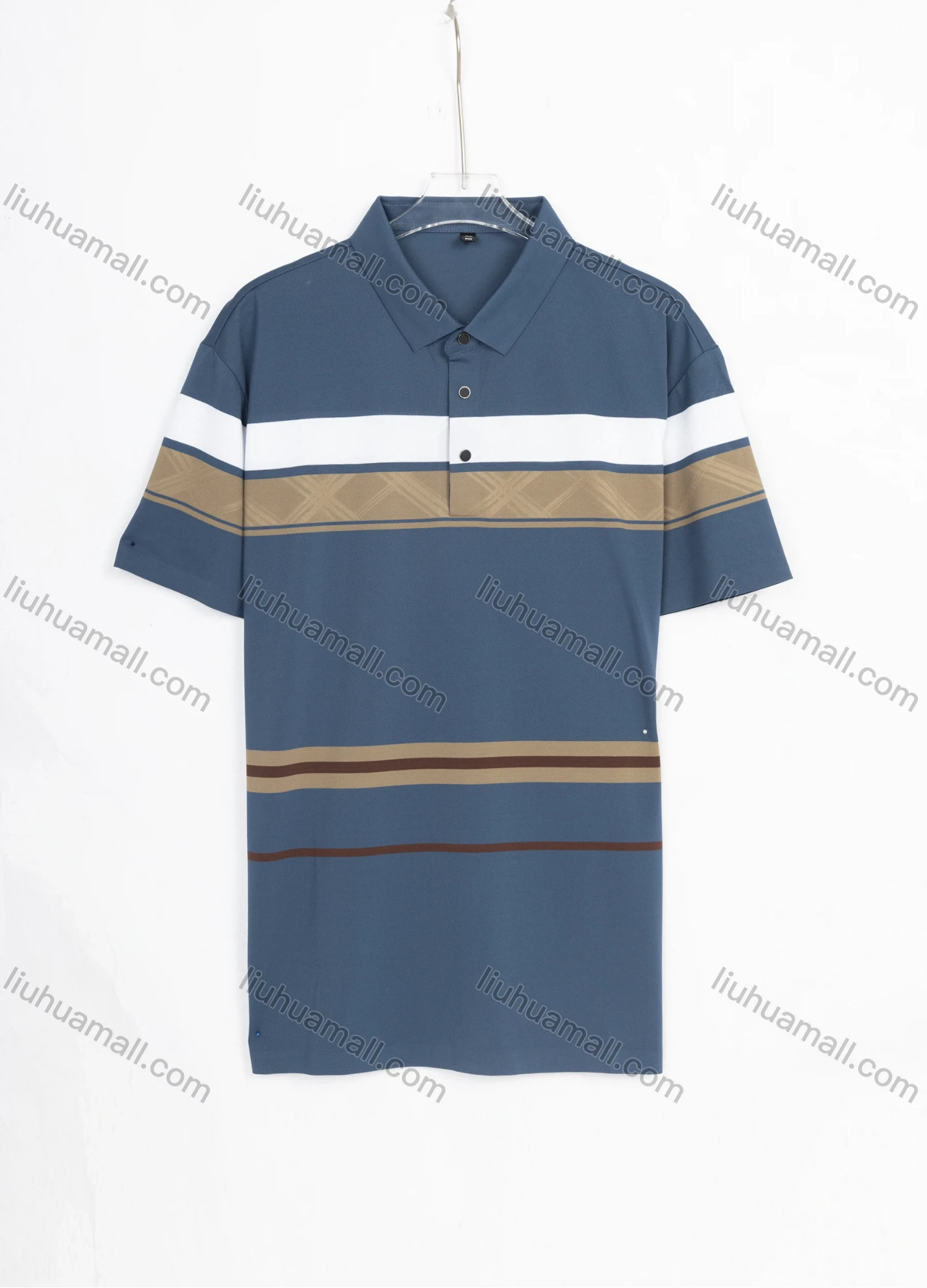 Wholesale Men's Casual Striped Colorblock Short Sleeve Polo Shirts 3662# - Liuhuamall