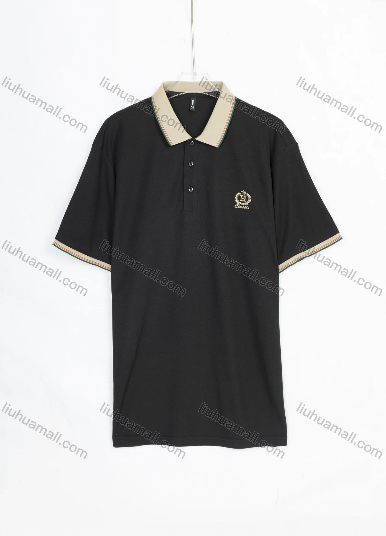Wholesale Men's Casual Plain Label Striped Trim Short Sleeve Polo Shirts 3661# - Liuhuamall
