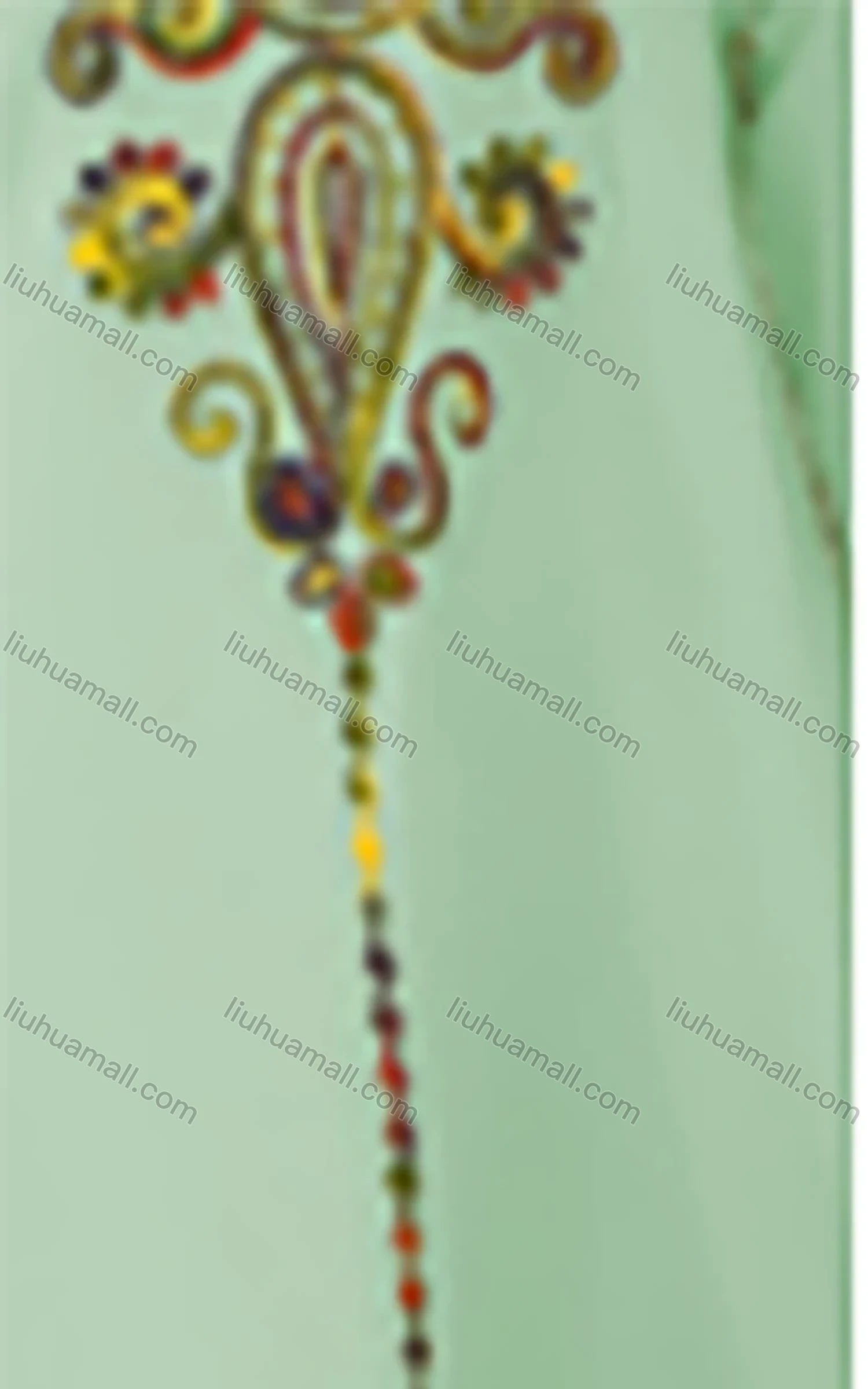 Wholesale Women's Elegant Paisley Folk Art Embroidery Notched Neck Split Long Sleeve Abaya Dress - Liuhuamall