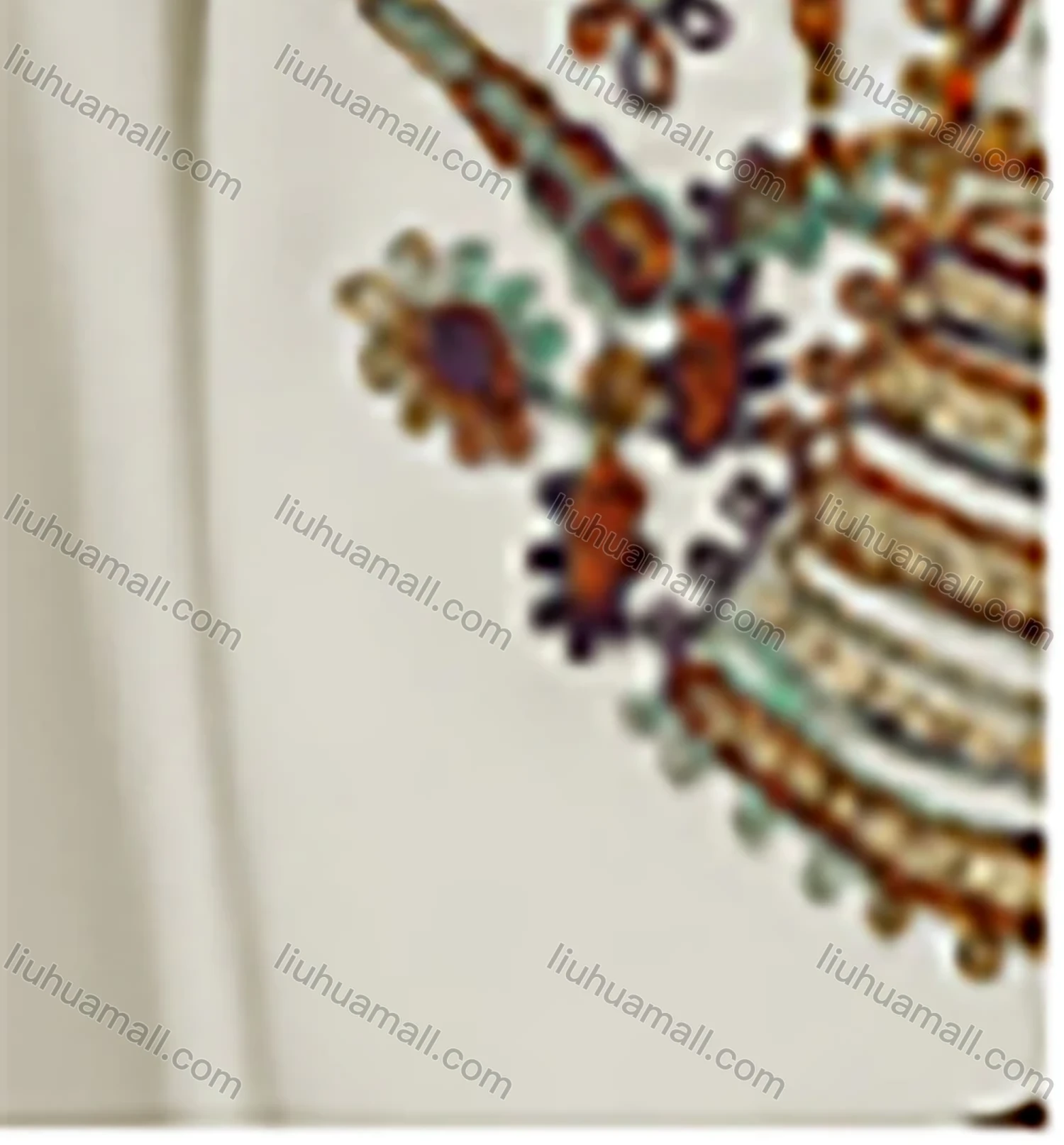 Wholesale Women's Casual Folk Art Embroidery Notched Neck Beaded Decor Long Sleeve Abaya Dress - Liuhuamall