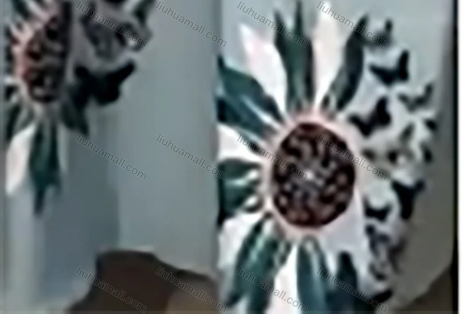 Wholesale Women's Elegant Floral Butterfly Notched Neck Rhinestone Pearl Decor Long Sleeve Abaya Dress - Liuhuamall