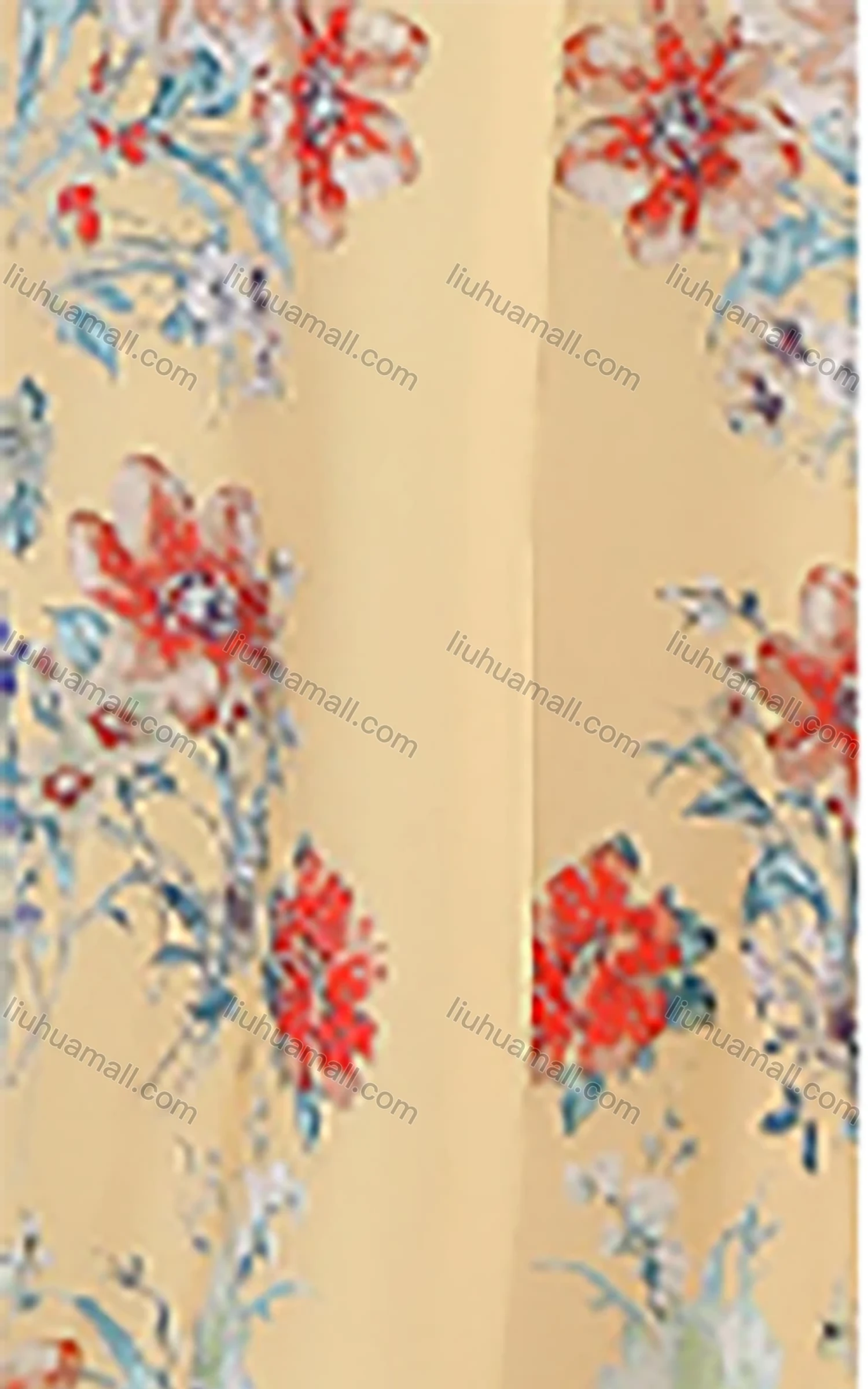 Wholesale Women's Casual Floral Print Crew Neck Rhinestone Pearl Decor Long Sleeve Abaya Dress - Liuhuamall