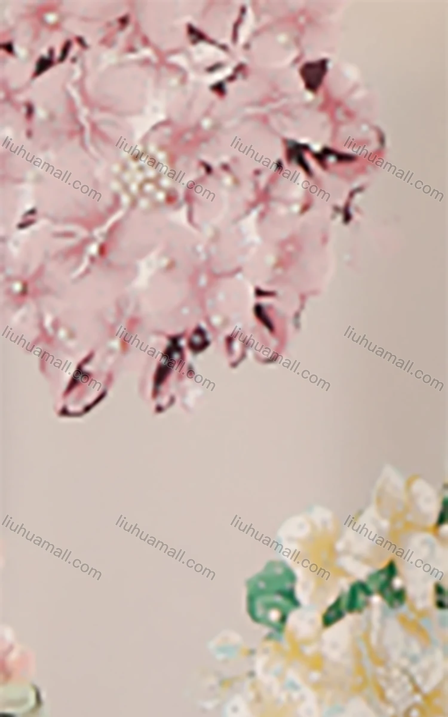 Wholesale Women's Casual Floral Print Crew Neck Pearl Rhinestone Decor Long Sleeve Abaya Dress - Liuhuamall