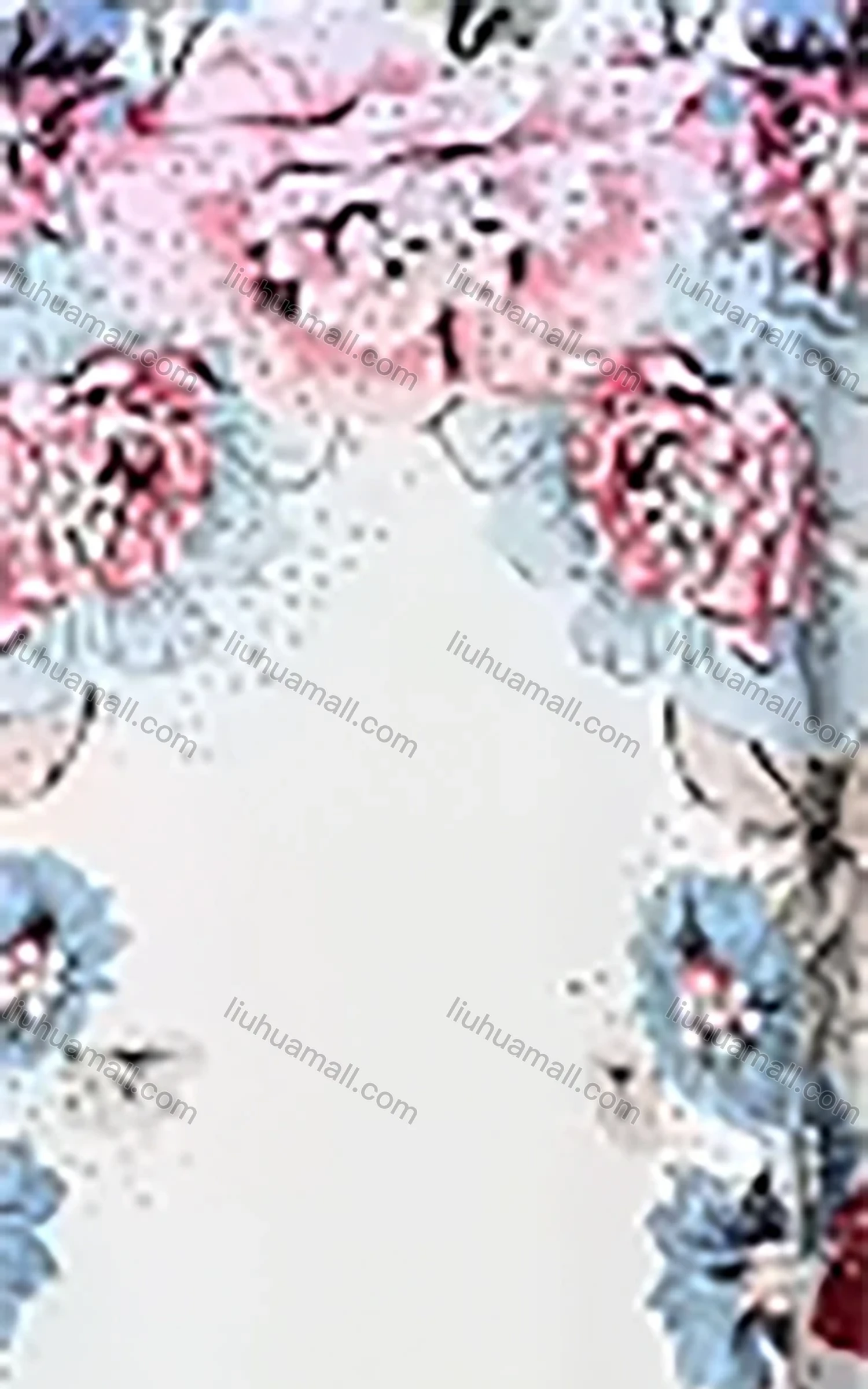 Wholesale Women's Casual Floral Print Crew Neck Pearl Decor Long Sleeve Abaya Dress - Liuhuamall