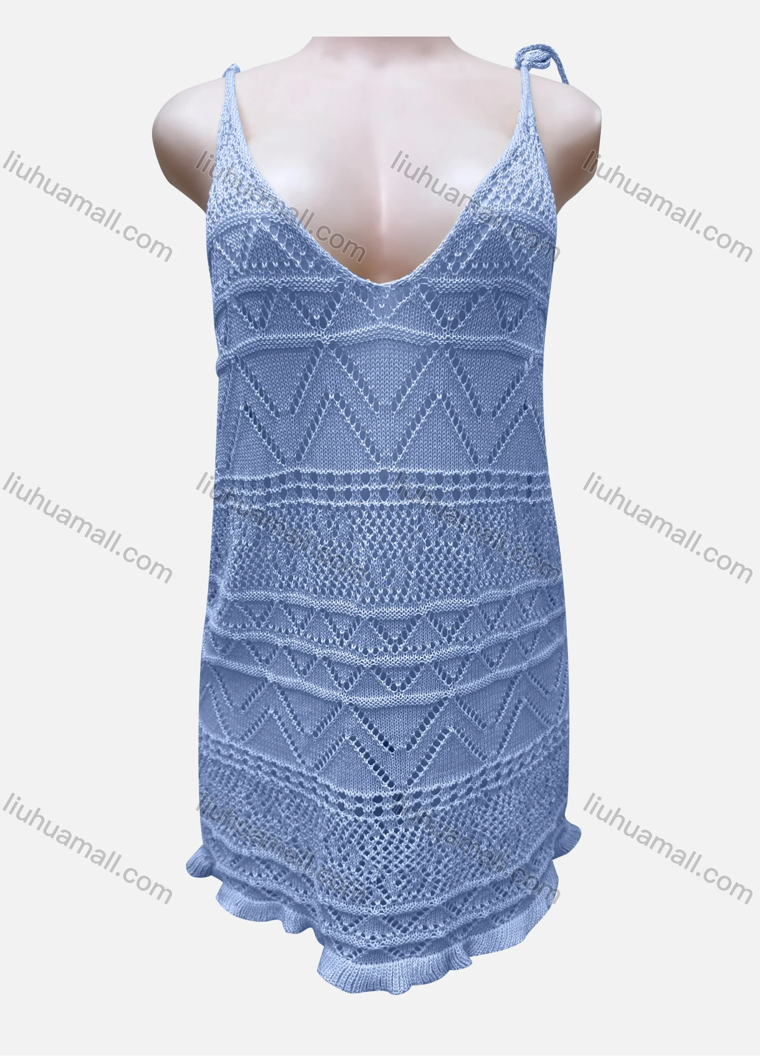 Wholesale Women's Vacation Plain Hollow Out Lace Up Cover Up Cami Top J2# - Liuhuamall