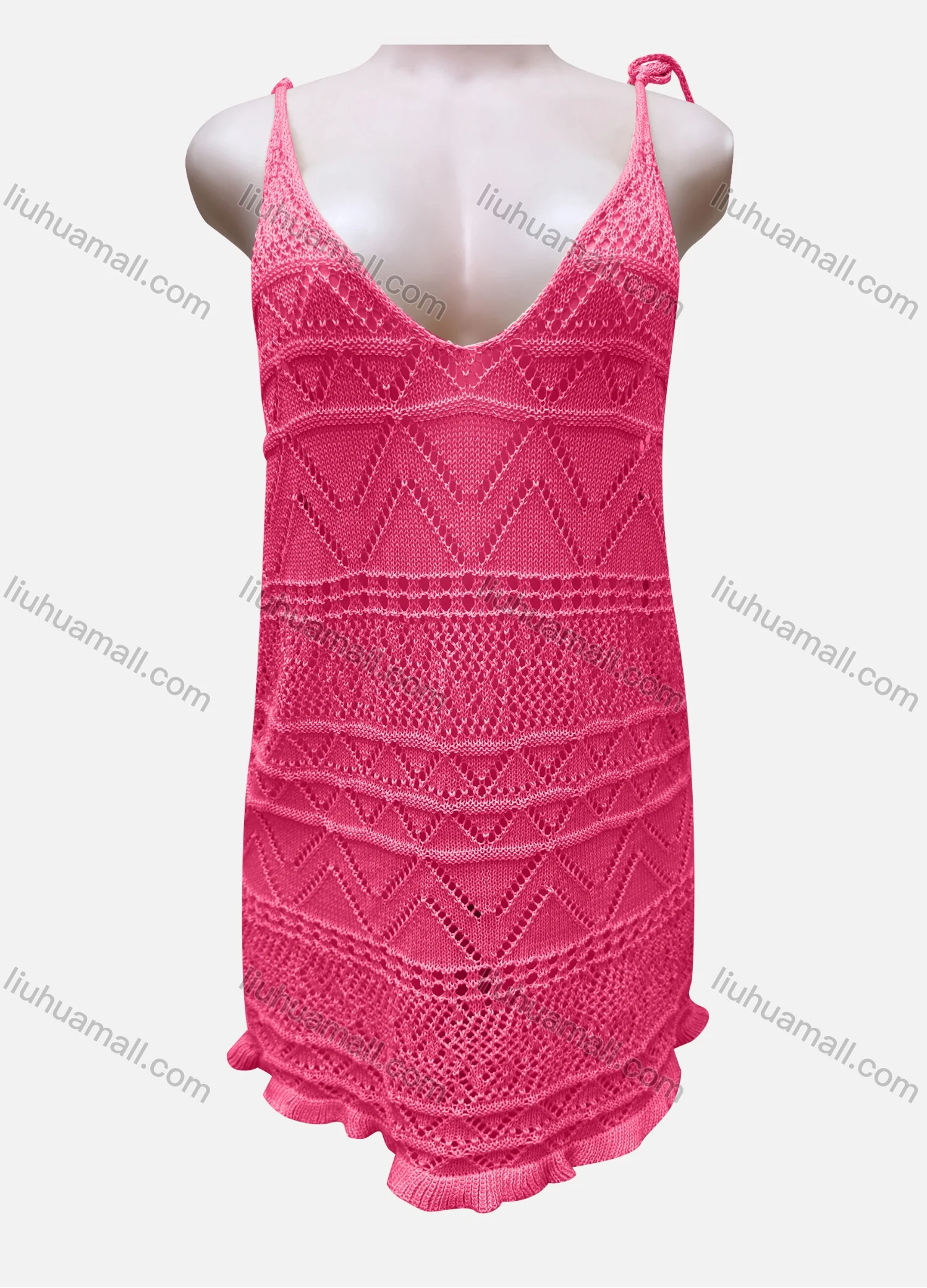 Wholesale Women's Vacation Plain Hollow Out Lace Up Cover Up Cami Top J2# - Liuhuamall