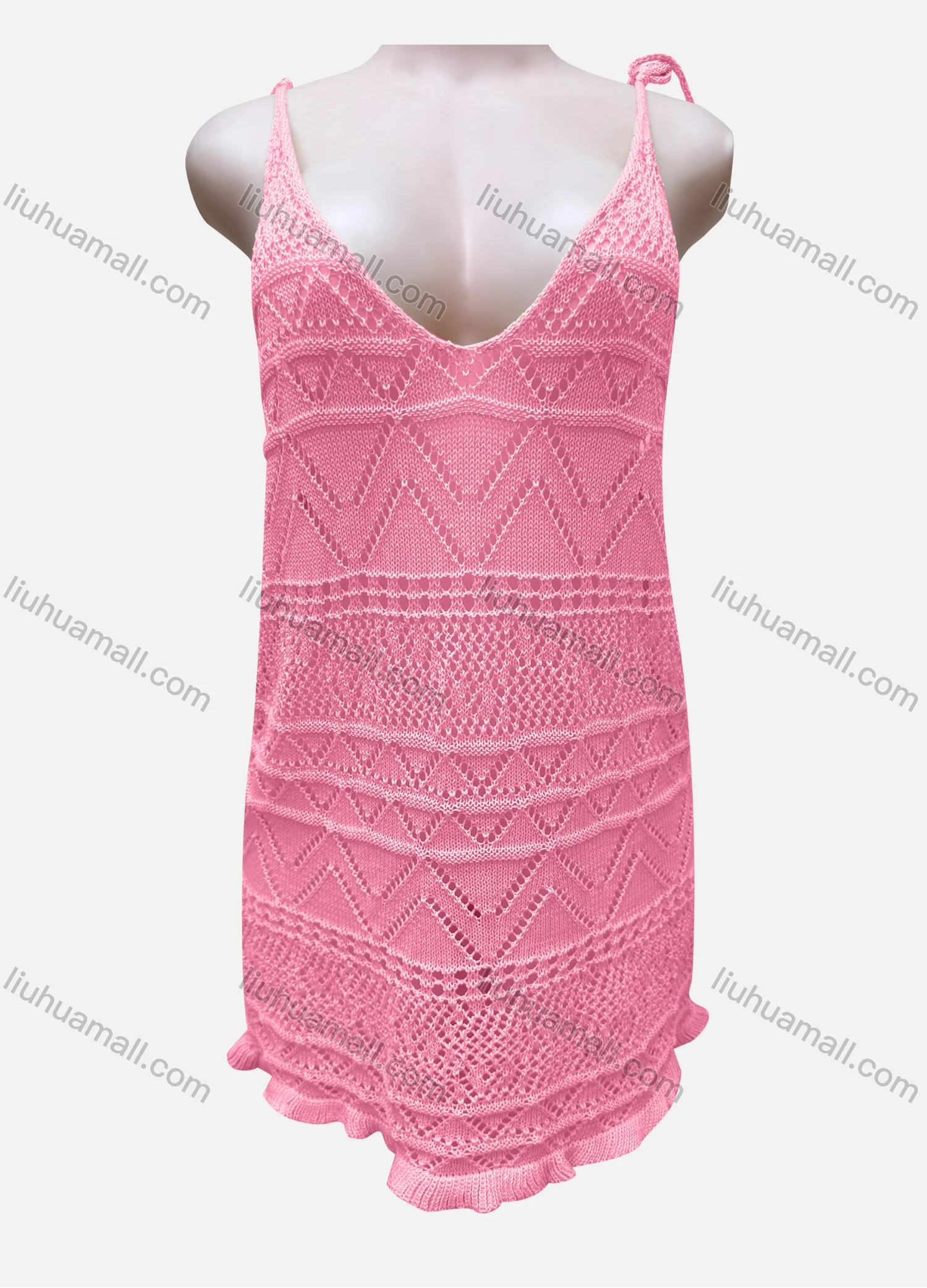 Wholesale Women's Vacation Plain Hollow Out Lace Up Cover Up Cami Top J2# - Liuhuamall