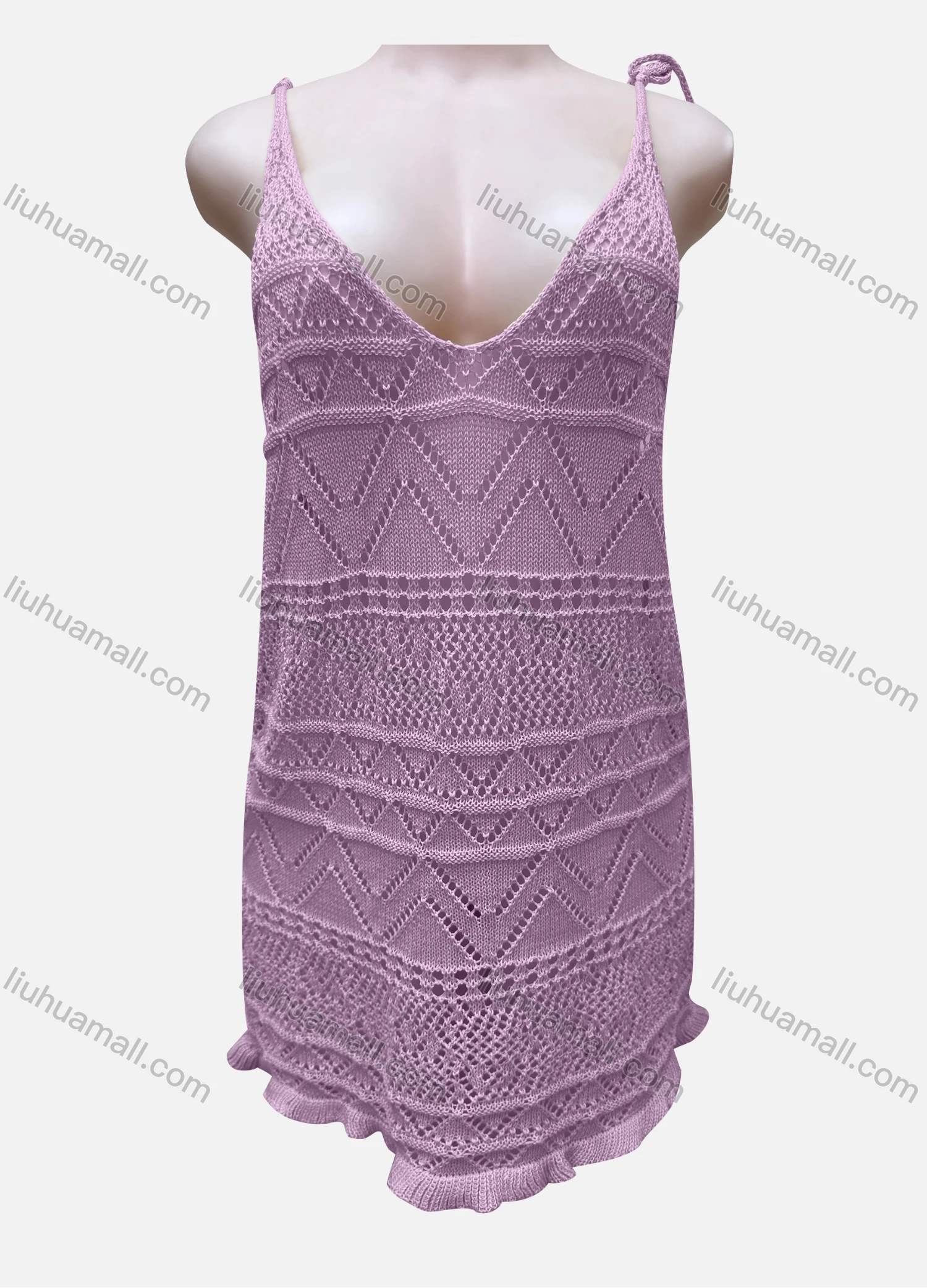 Wholesale Women's Vacation Plain Hollow Out Lace Up Cover Up Cami Top J2# - Liuhuamall