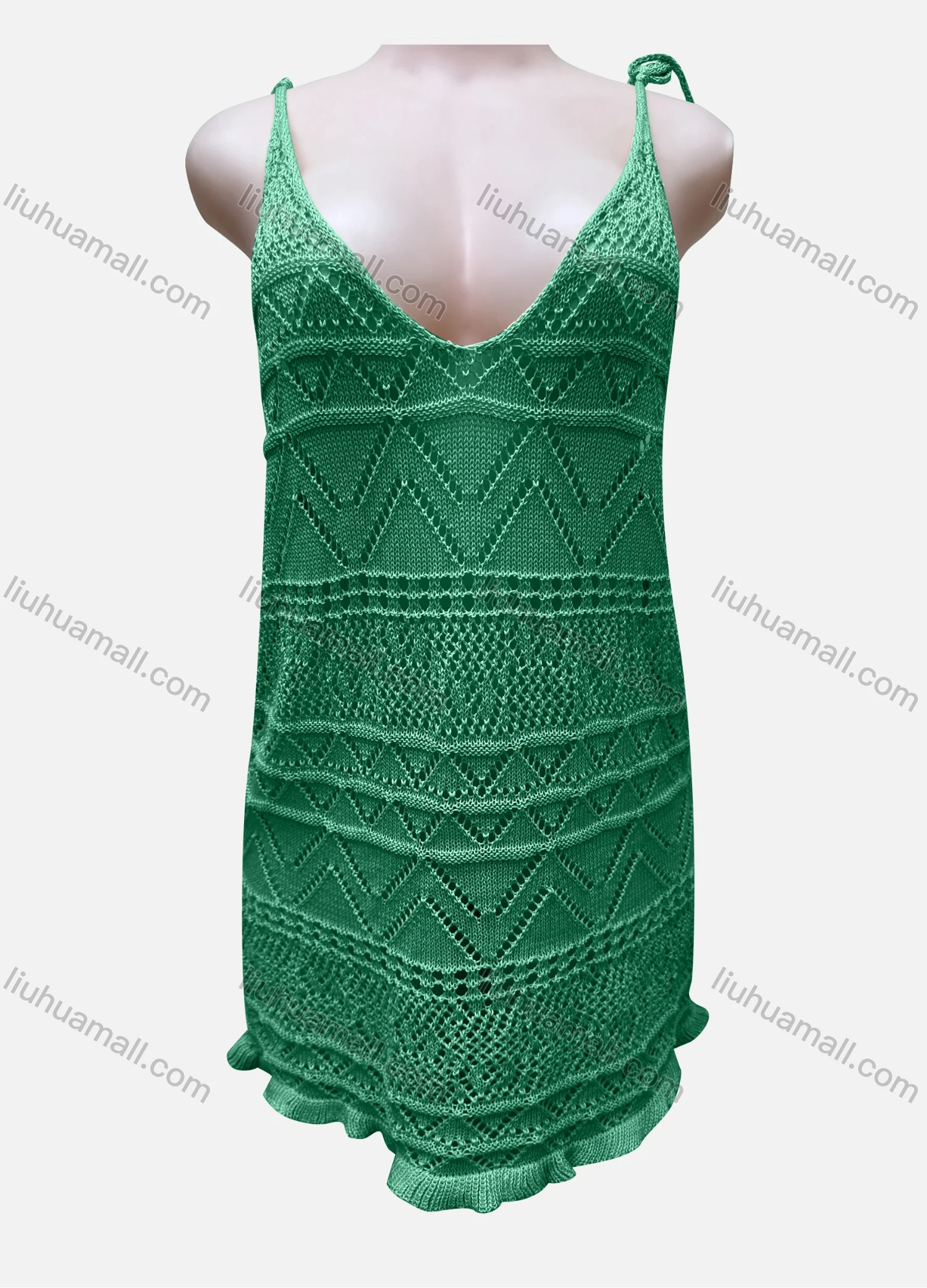 Wholesale Women's Vacation Plain Hollow Out Lace Up Cover Up Cami Top J2# - Liuhuamall