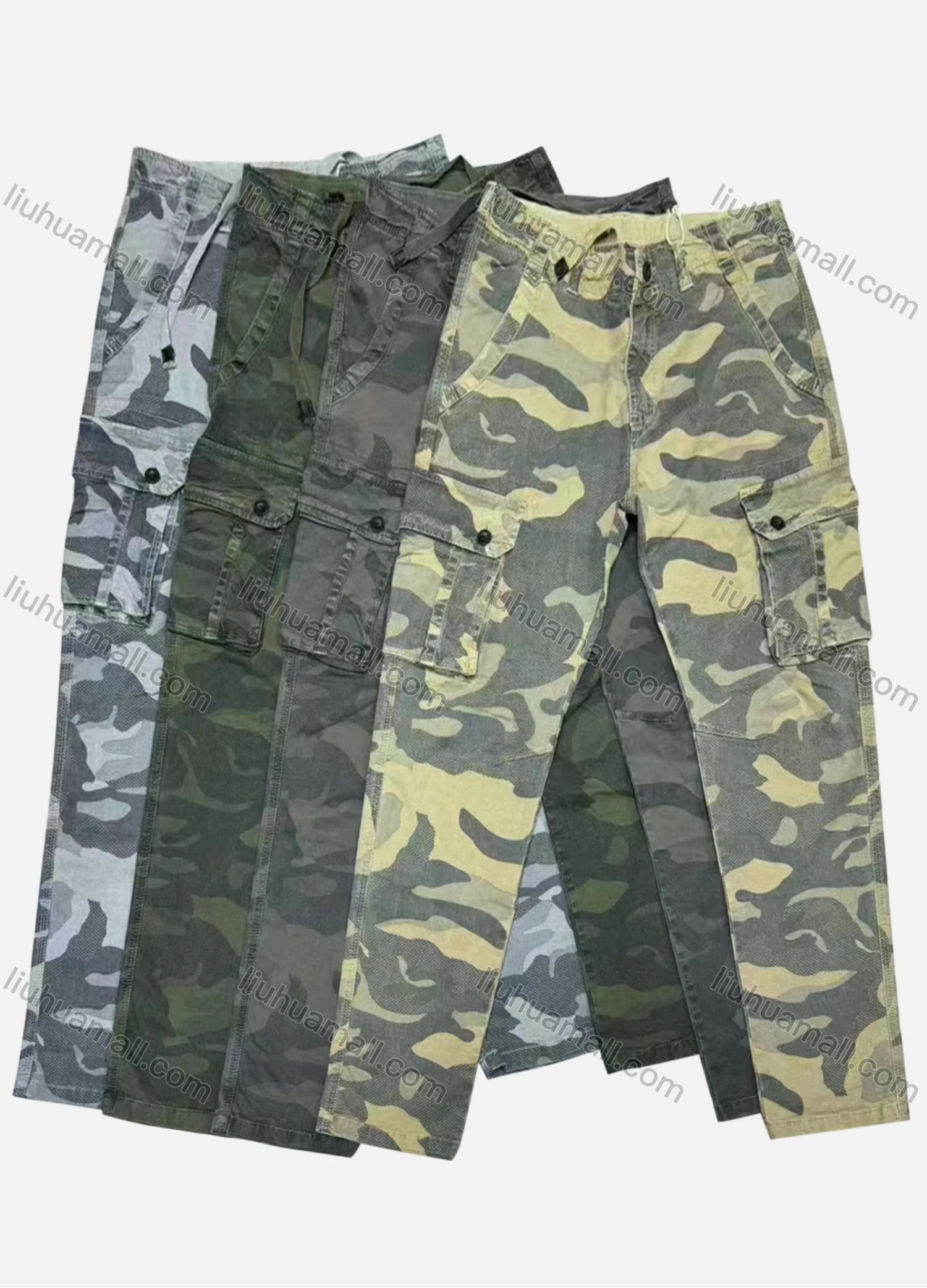 Wholesale Men's Casual Flap Pockets Camouflage Print Cargo Pant 8098# - Liuhuamall