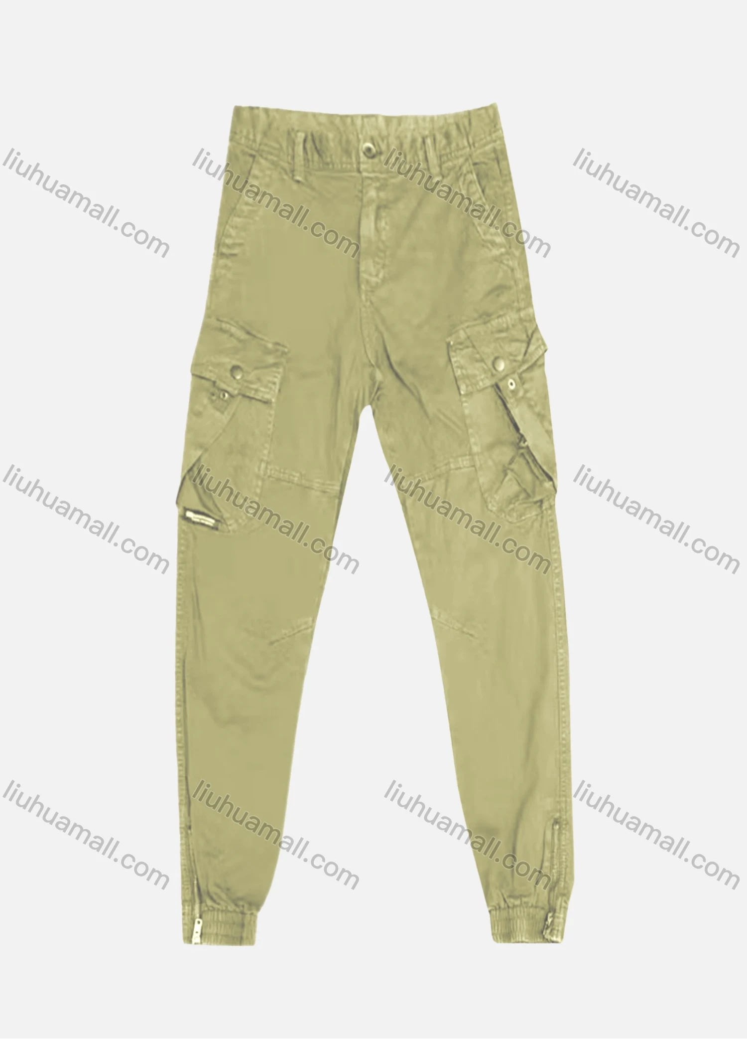 Wholesale Men's Casual Flap Pockets Plain Zipper Hem Cargo Pant AK7363# - Liuhuamall