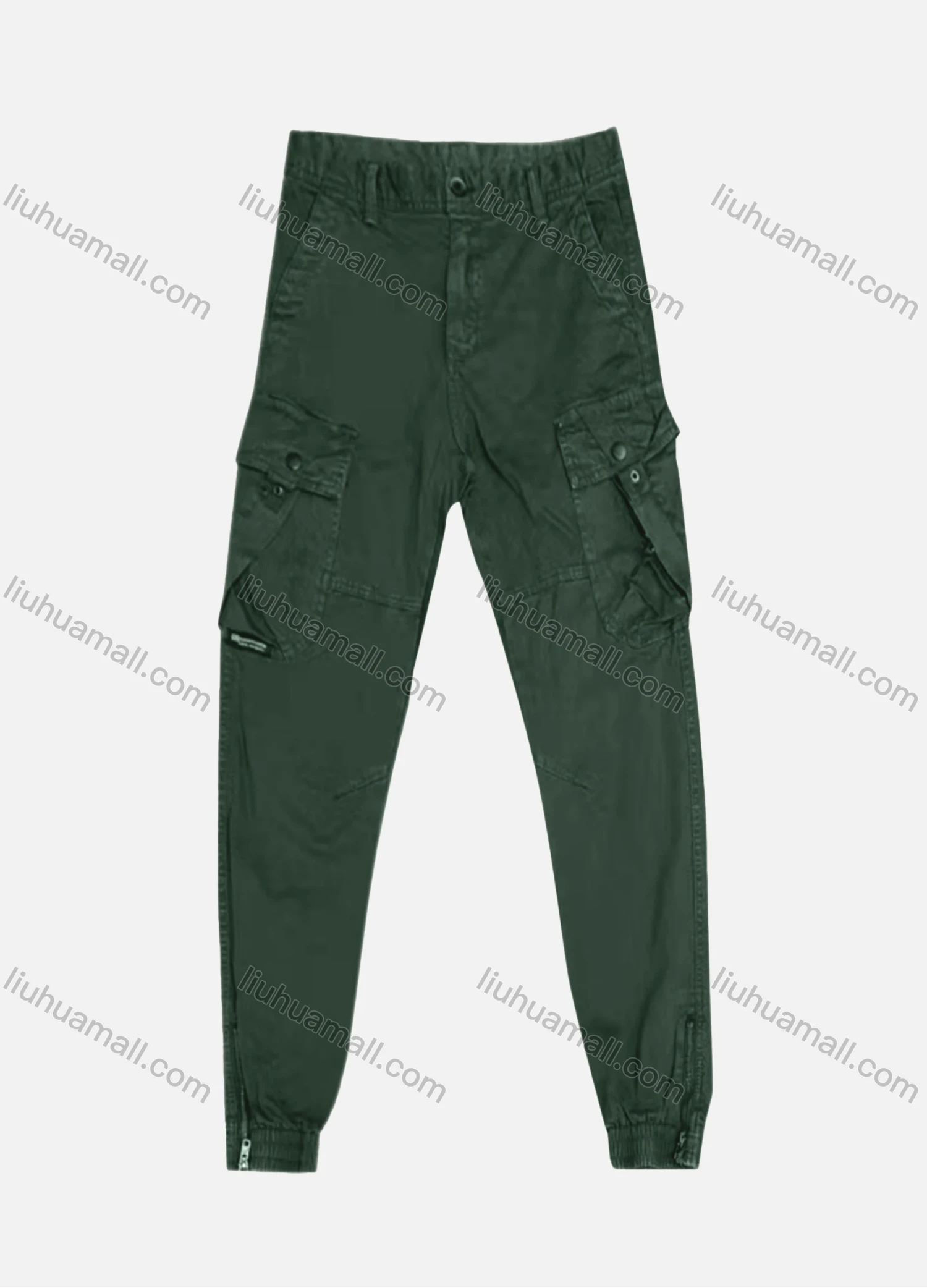 Wholesale Men's Casual Flap Pockets Plain Zipper Hem Cargo Pant AK7363# - Liuhuamall