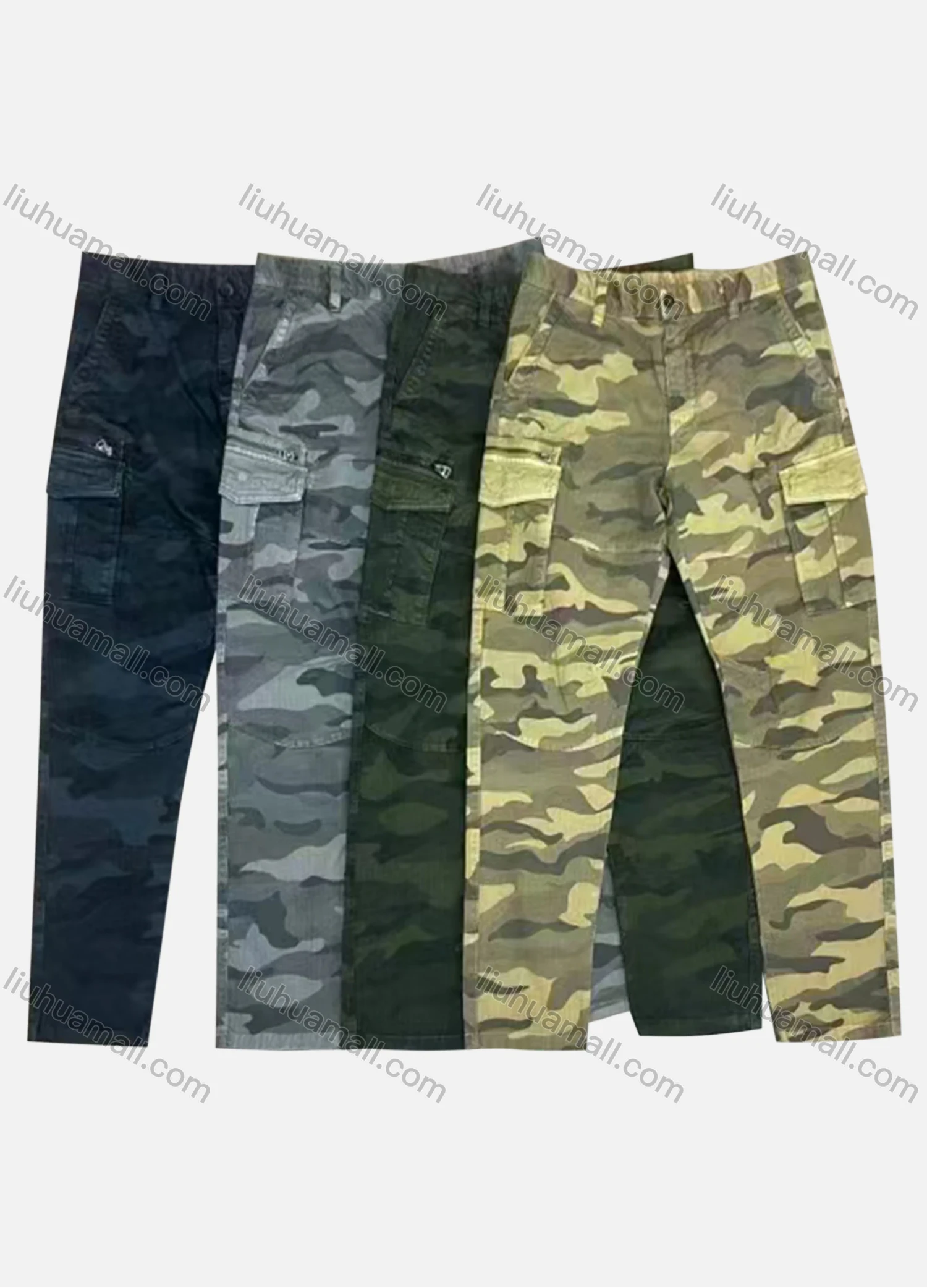 Wholesale Men's Casual Flap Pockets Camouflage Cargo Pant AK7368# - Liuhuamall