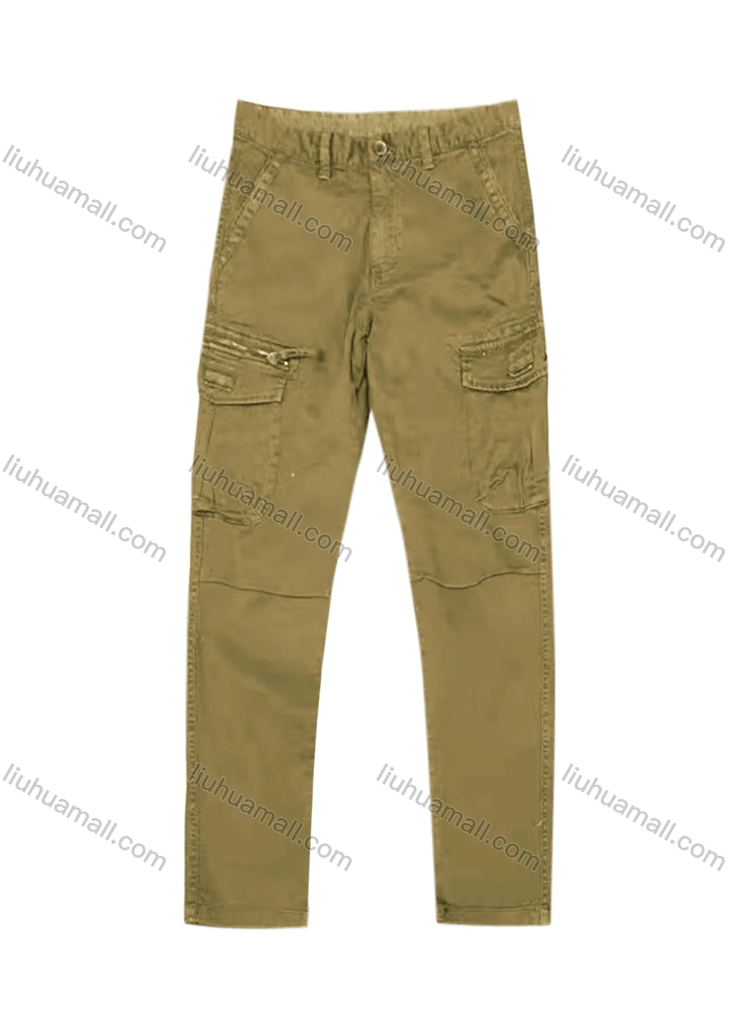 Wholesale Men's Casual Zipper Flap Pockets Plain Cargo Pant AK7373# - Liuhuamall