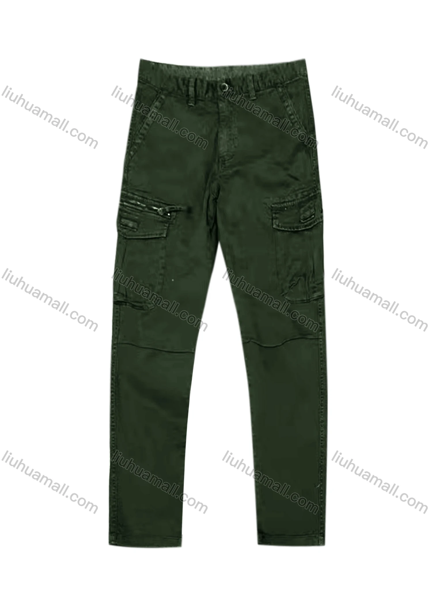 Wholesale Men's Casual Zipper Flap Pockets Plain Cargo Pant AK7373# - Liuhuamall