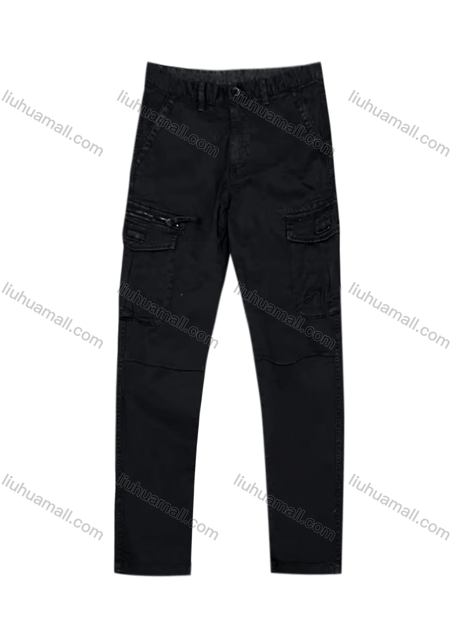 Wholesale Men's Casual Zipper Flap Pockets Plain Cargo Pant AK7373# - Liuhuamall