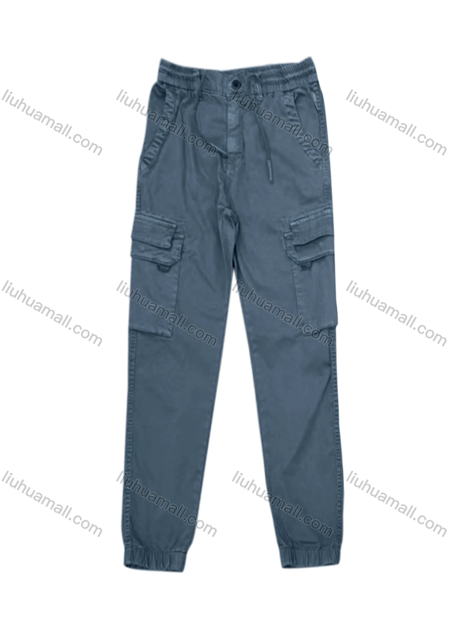 Wholesale Men's Casual Flap Pockets Drawstring Plain Cargo Pant AK7375# - Liuhuamall