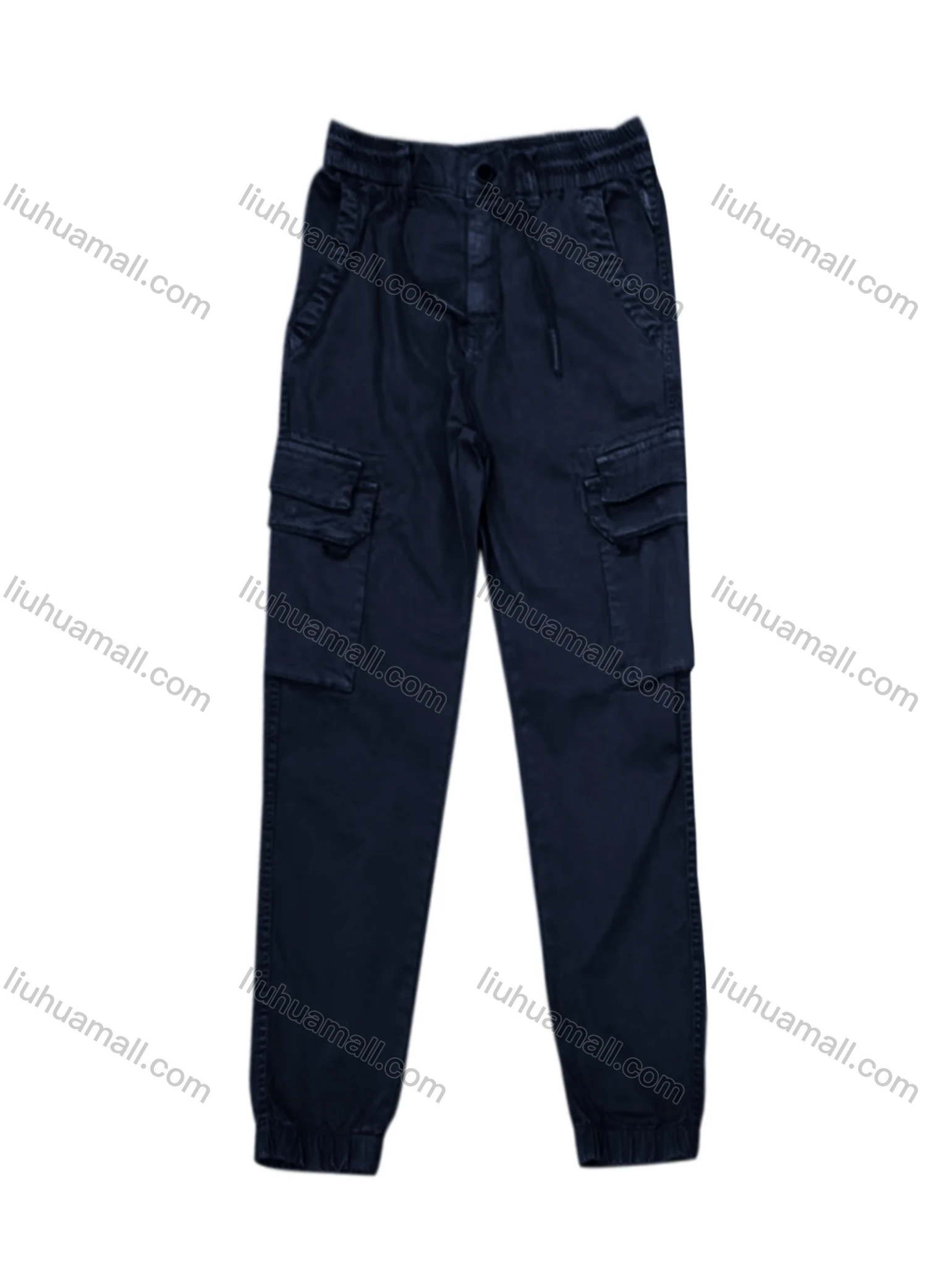 Wholesale Men's Casual Flap Pockets Drawstring Plain Cargo Pant AK7375# - Liuhuamall