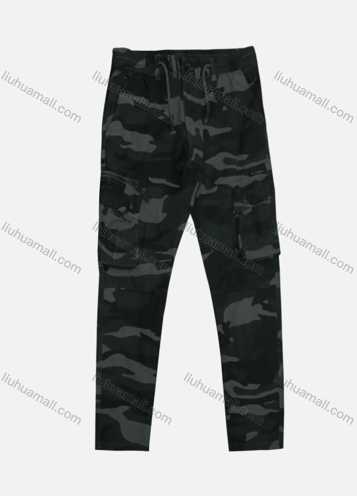 Wholesale Men's Casual Zipper Pockets Drawstring Camouflage Cargo Pant B7386# - Liuhuamall