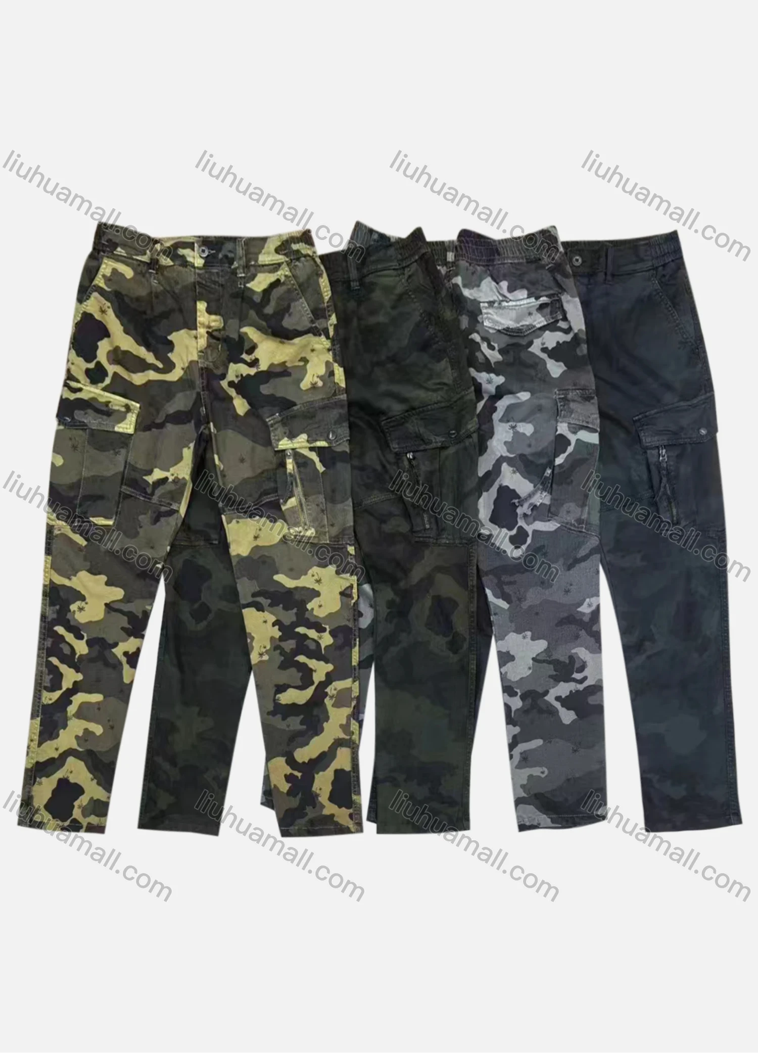 Wholesale Men's Casual Flap Pockets Camouflage Cargo Pant B7389# - Liuhuamall