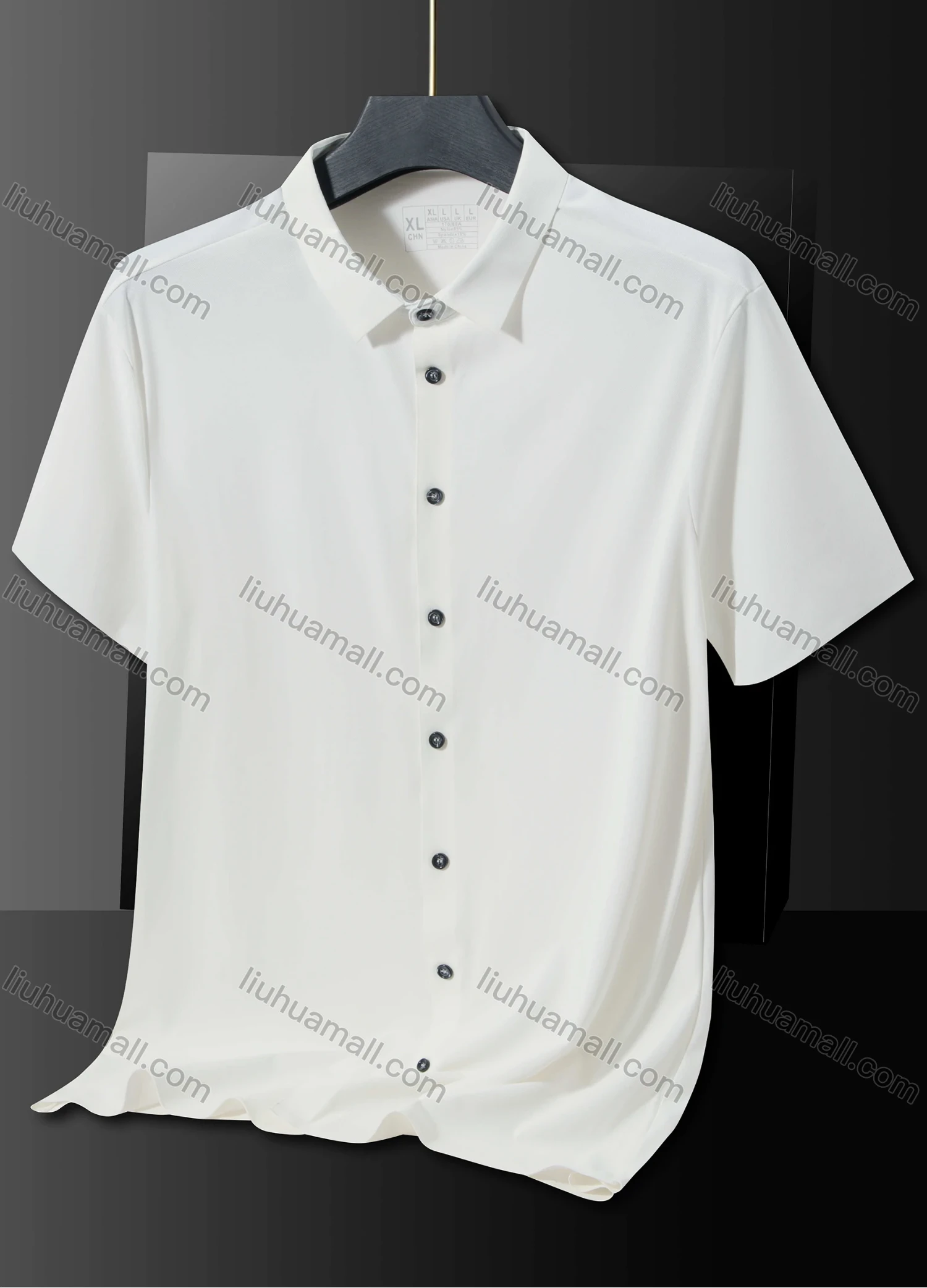 Wholesale Men's Casual Plain Collared Short Sleeve Button Down Basics Shirt 319# - Liuhuamall