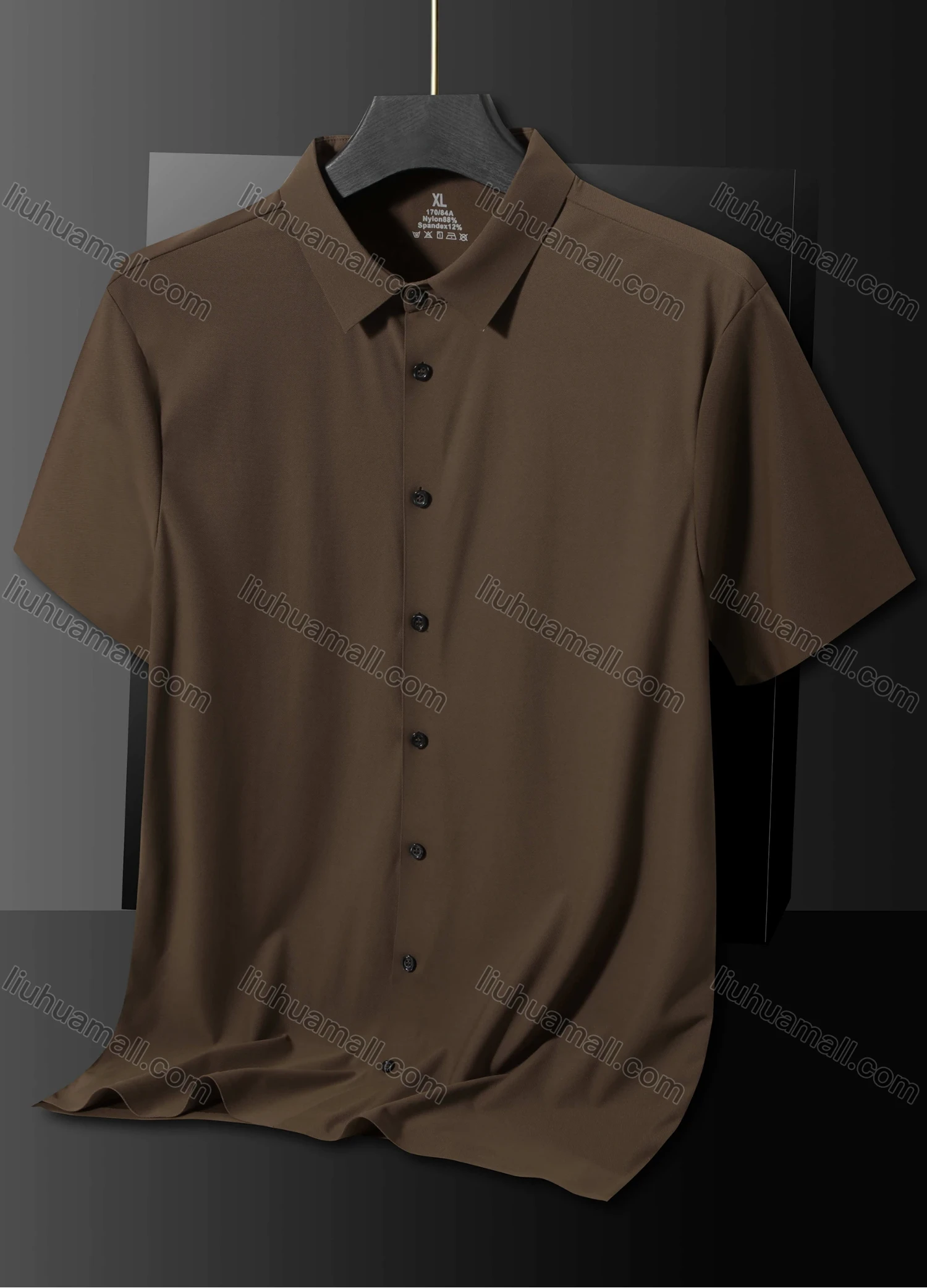 Wholesale Men's Casual Plain Collared Short Sleeve Button Down Basics Shirt 319# - Liuhuamall