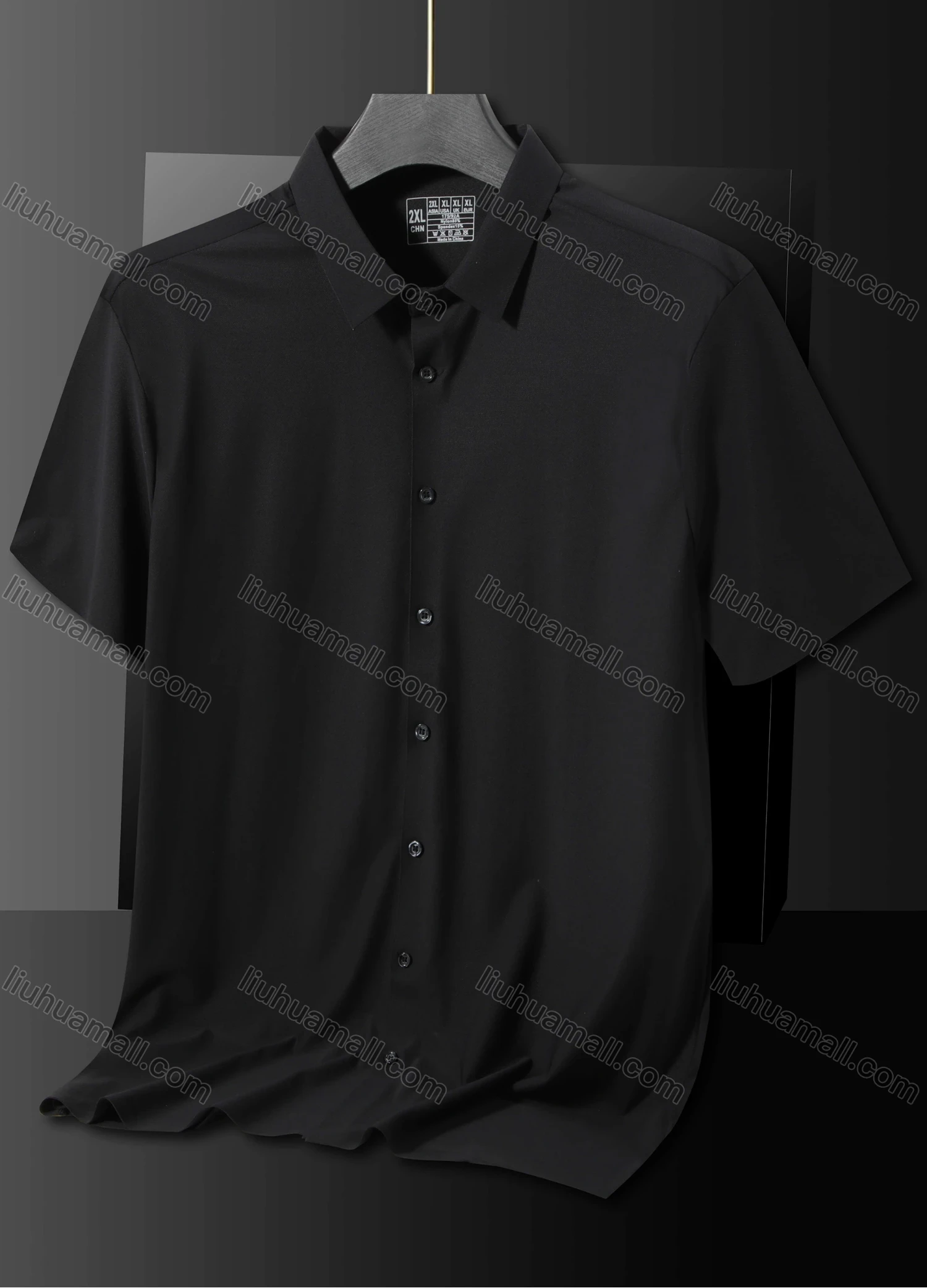 Wholesale Men's Casual Plain Collared Short Sleeve Button Down Basics Shirt 319# - Liuhuamall