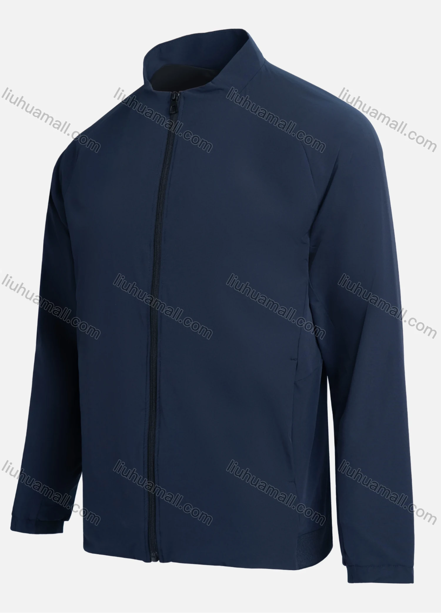 Wholesale Men's Casual Stand Collar Zipper Plain Waterproof Pocket Long Sleeve Jacket 61175# - Liuhuamall