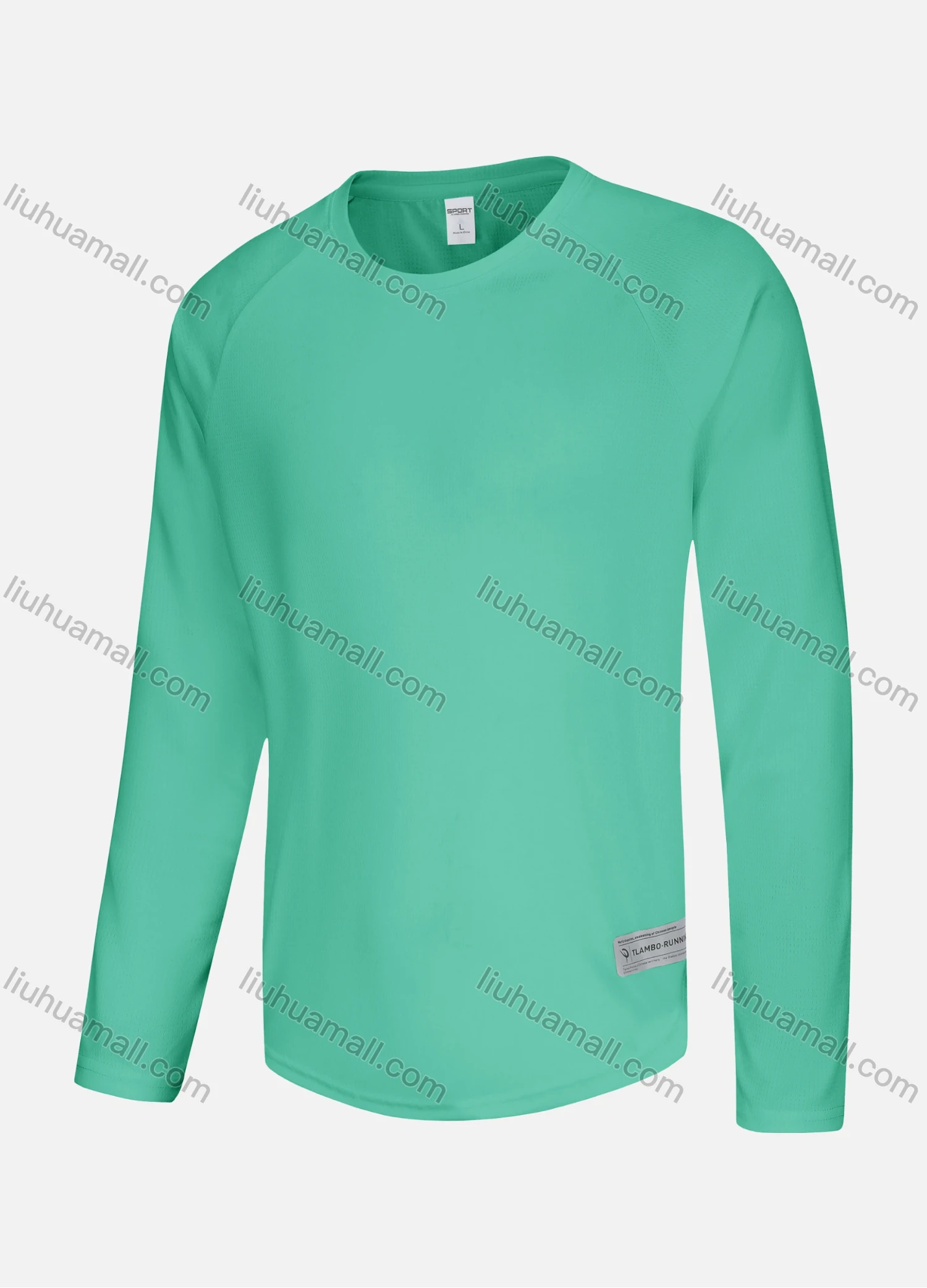 Wholesale Men's Athletic Workout Plain Label Round Neck Long Sleeve T-shirt 61189# - Liuhuamall