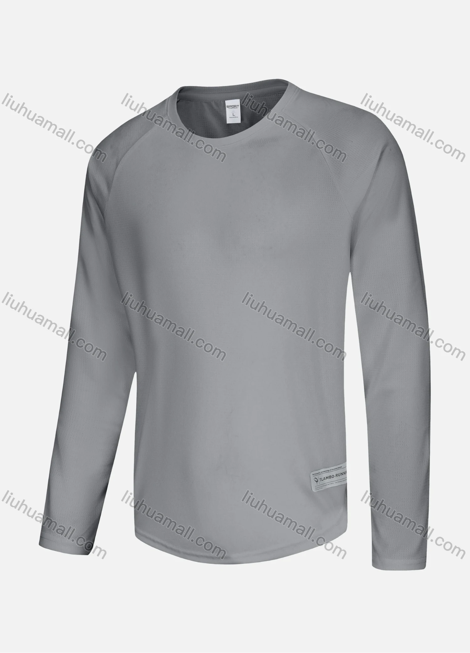 Wholesale Men's Athletic Workout Plain Label Round Neck Long Sleeve T-shirt 61189# - Liuhuamall