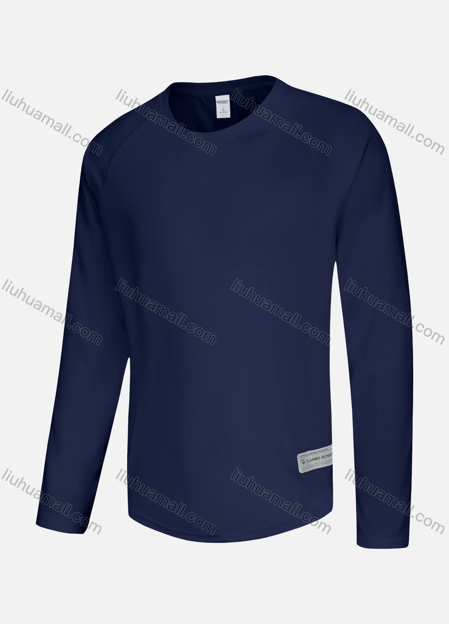 Wholesale Men's Athletic Workout Plain Label Round Neck Long Sleeve T-shirt 61189# - Liuhuamall