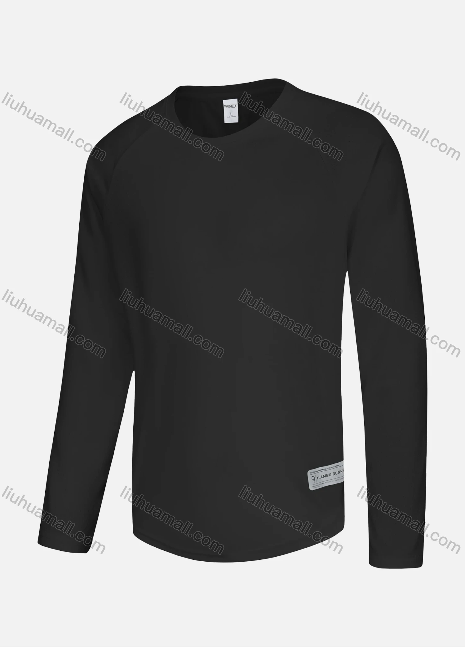 Wholesale Men's Athletic Workout Plain Label Round Neck Long Sleeve T-shirt 61189# - Liuhuamall