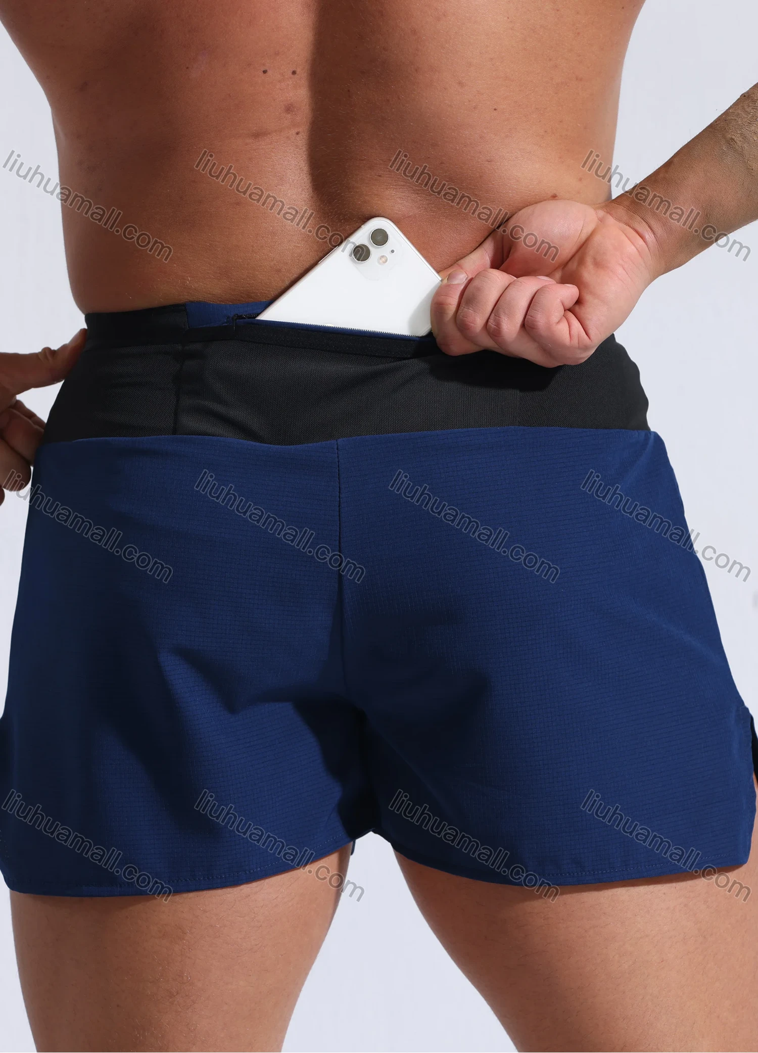 Wholesale Men's Athletic Workout 2-in-1 Colorblock Drawstring Elastic Waist Shorts 62219# - Liuhuamall