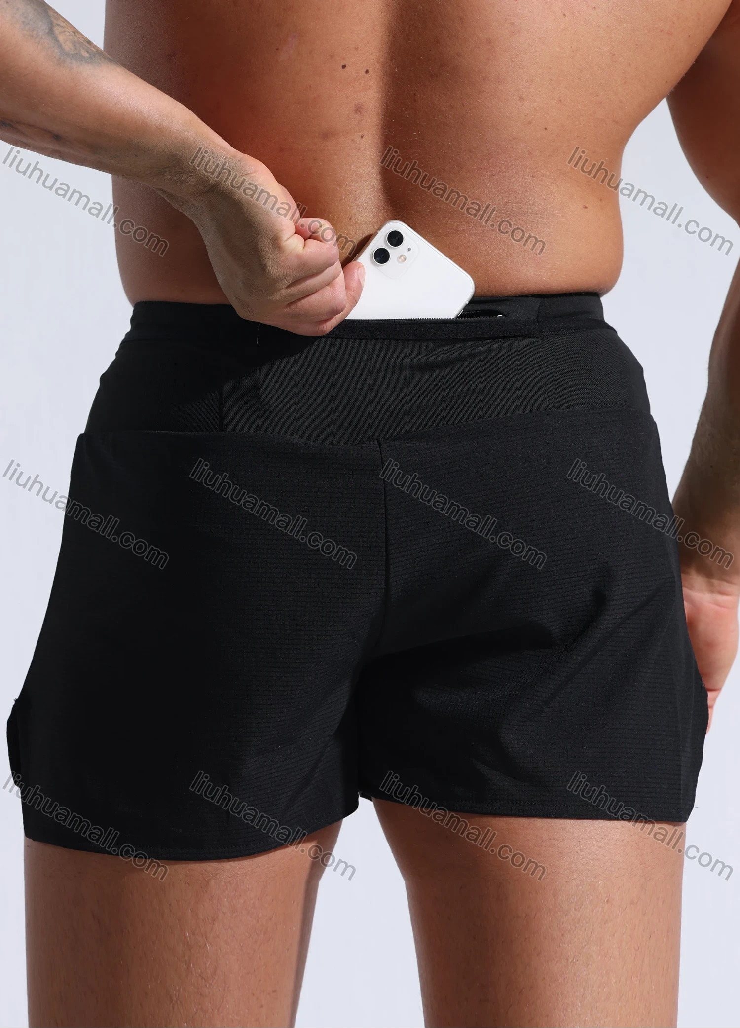 Wholesale Men's Athletic Workout 2-in-1 Colorblock Drawstring Elastic Waist Shorts 62219# - Liuhuamall