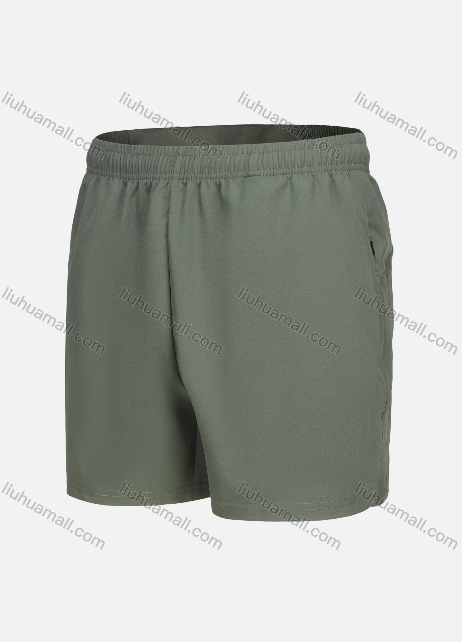 Wholesale Men's Athletic Workout Plain Zipper Pockets Elastic Waist Shorts 62223# - Liuhuamall