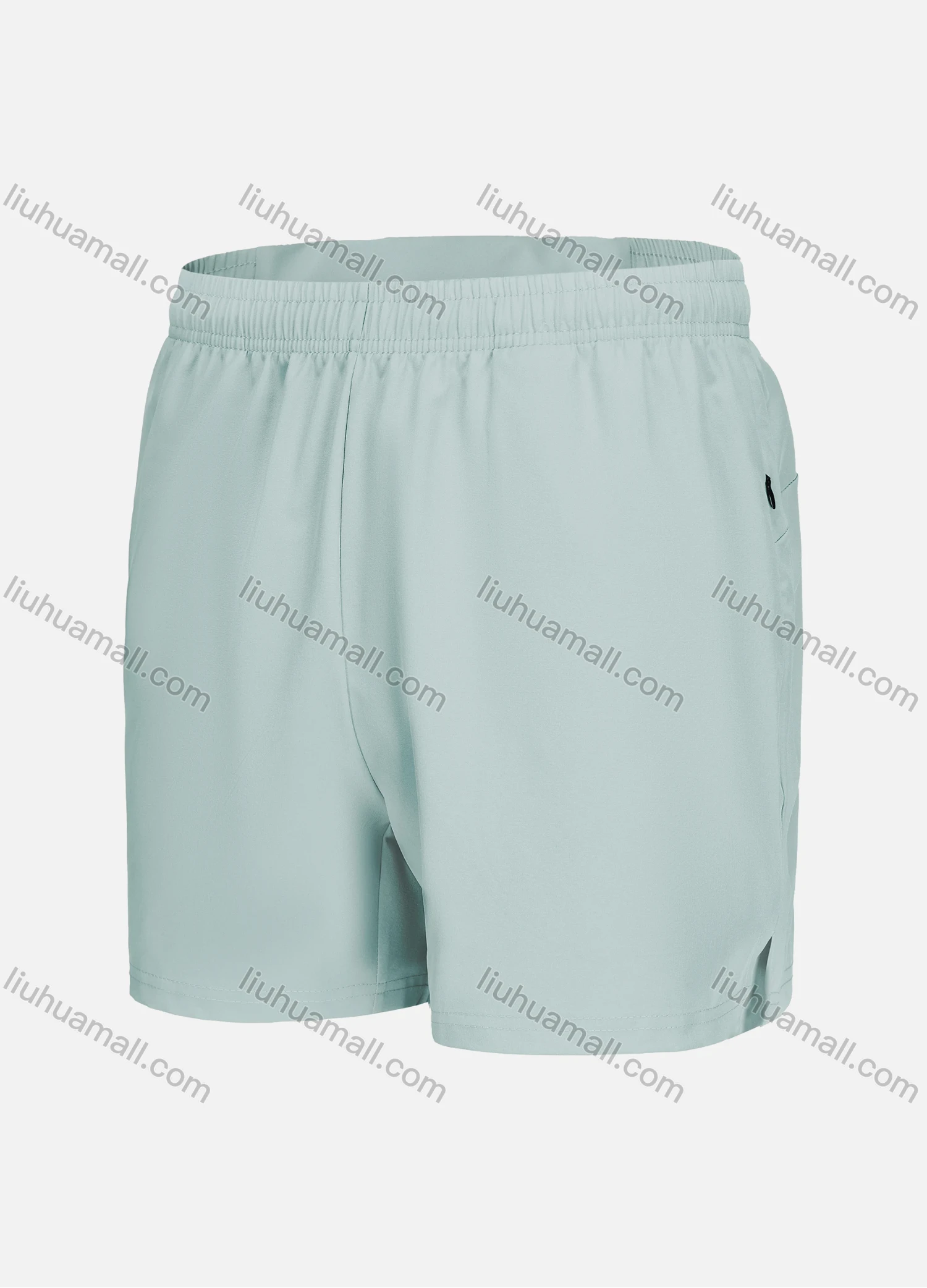 Wholesale Men's Athletic Workout Plain Zipper Pockets Elastic Waist Shorts 62223# - Liuhuamall