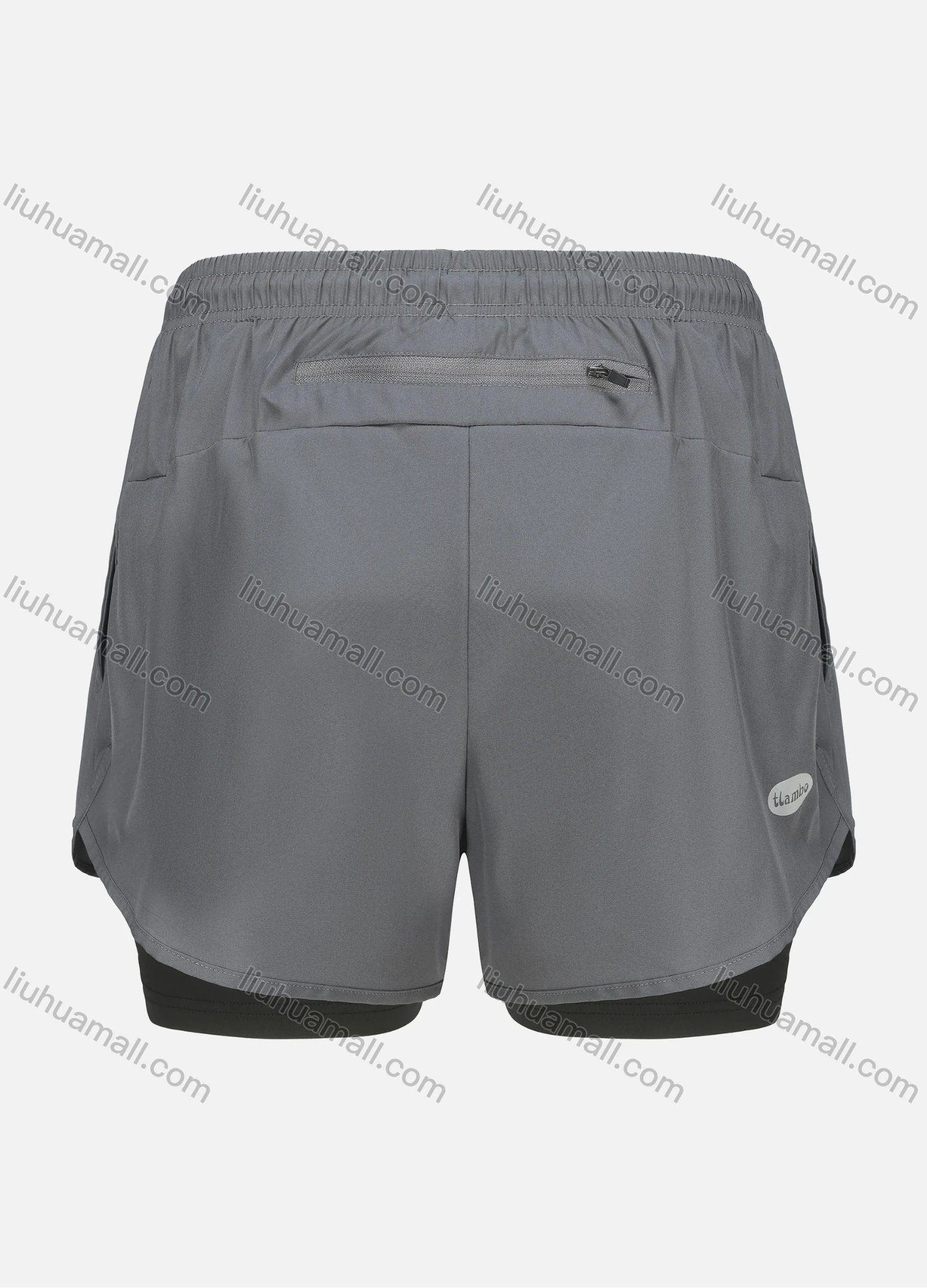 Wholesale Men's Athletic Workout 2-in-1 Plain Zipper Pocket Drawstring Elastic Waist Shorts 62225# - Liuhuamall