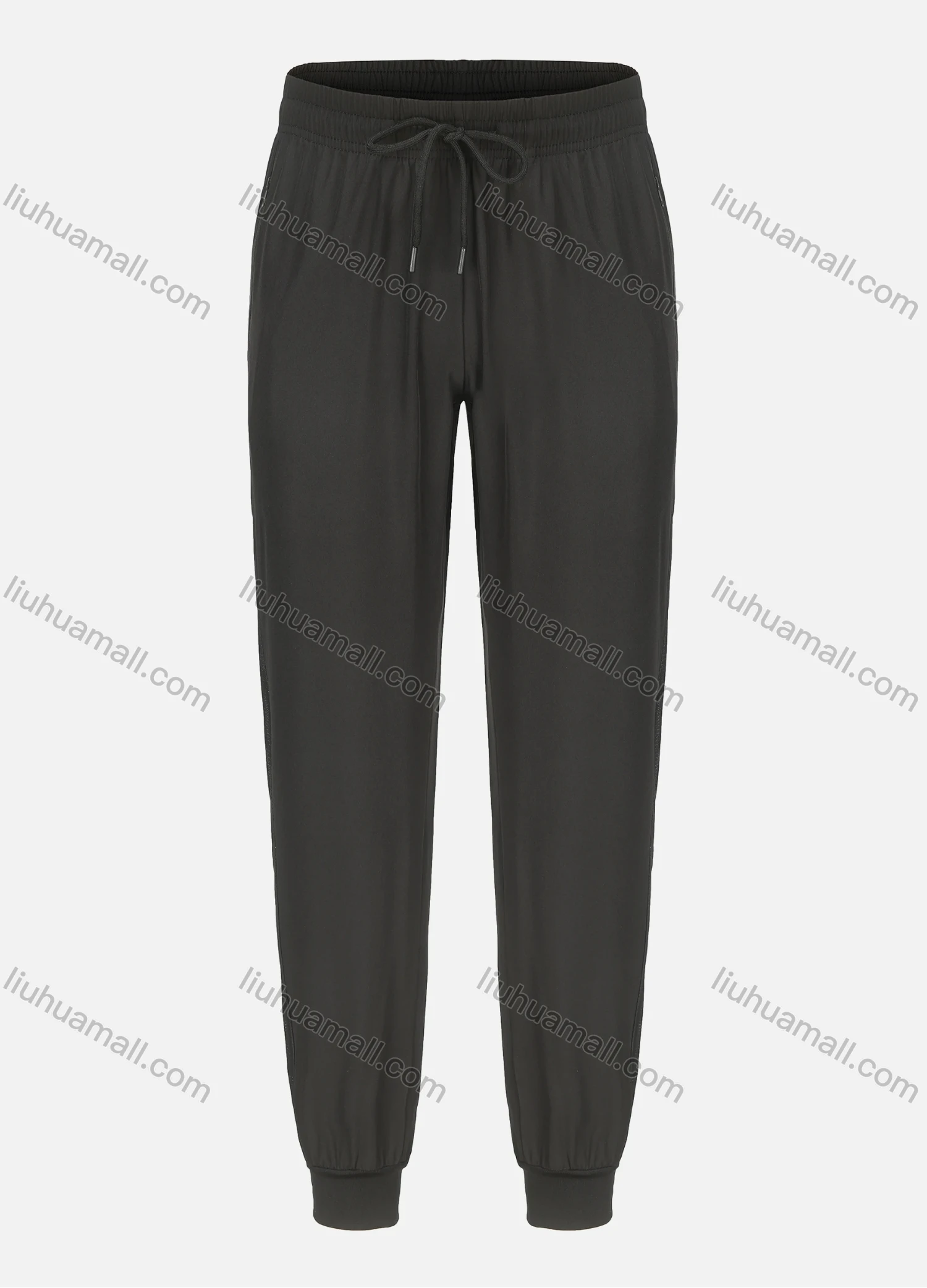 Wholesale Men's Athletic Plain Workout Mesh Splicing Elastic Waist Zipper Pockets Drawstring Pants 62341# - Liuhuamall