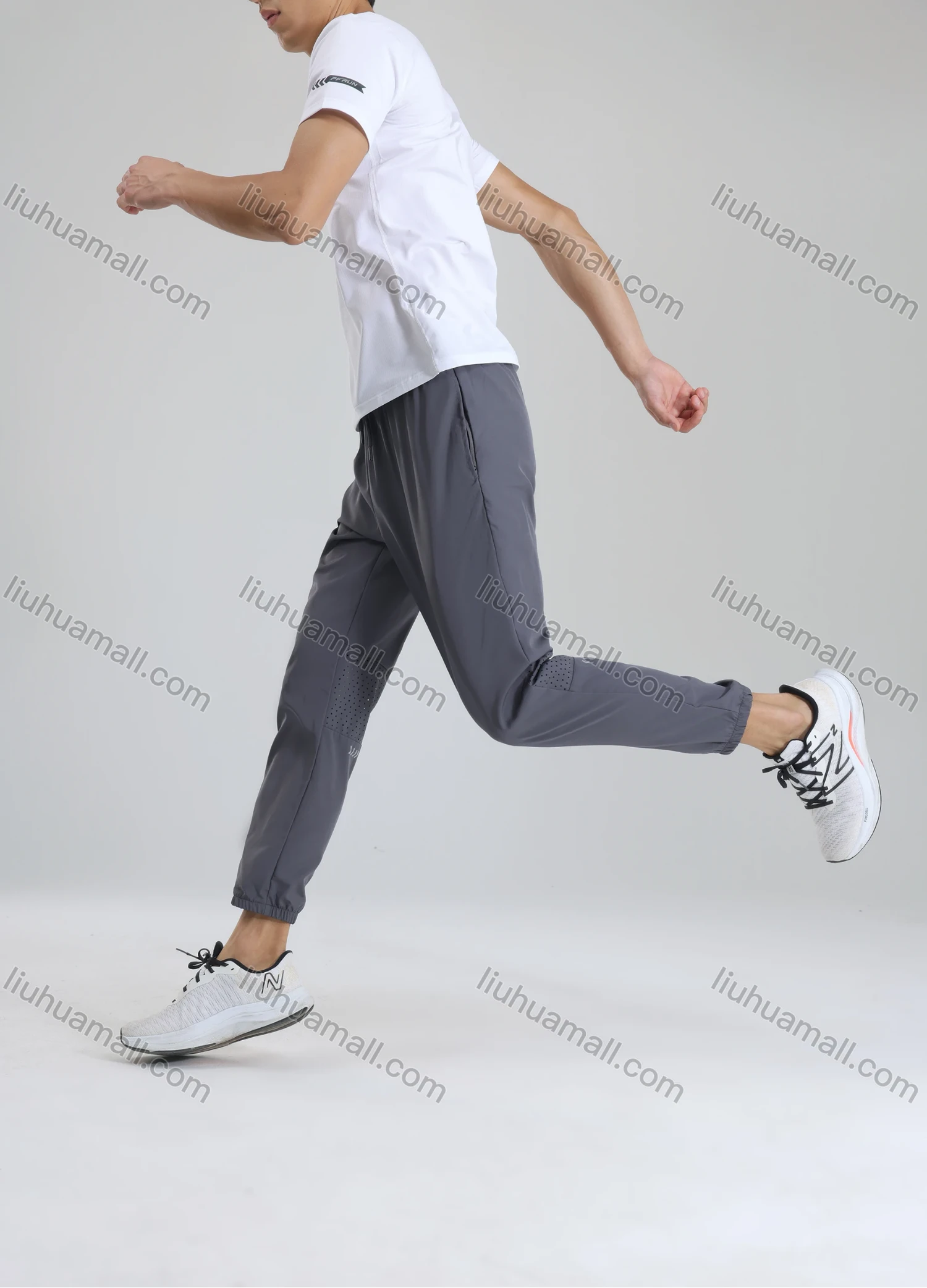 Wholesale Men's Athletic Plain Workout Elastic Waist Drawstring Zipper Pockets Pants 62339# - Liuhuamall