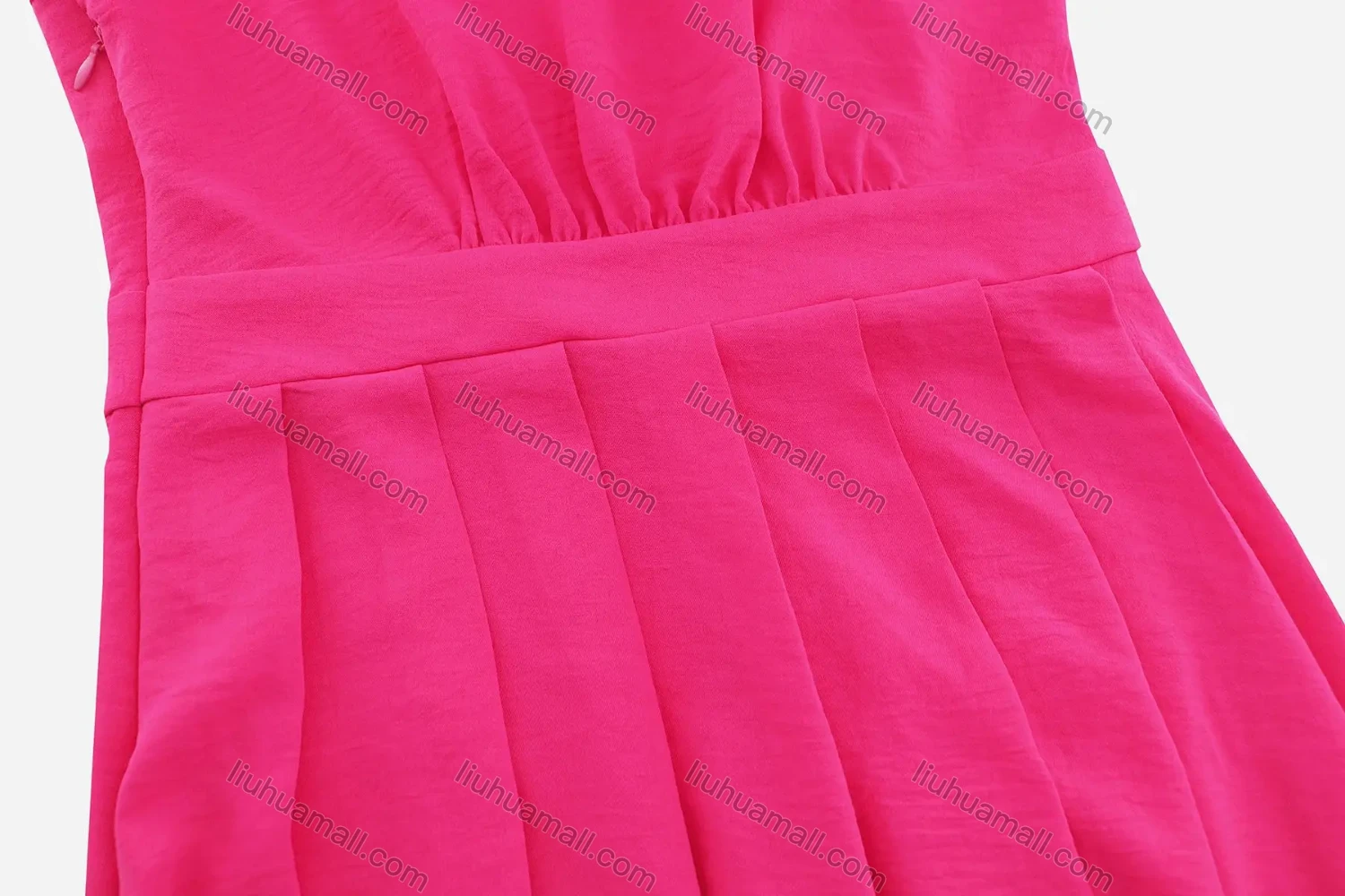 Wholesale Women's Elegant Plain Asymmetrical Neck Bow Knot Decor Ruched Pleated High Low Hem Midi Dress - Liuhuamall