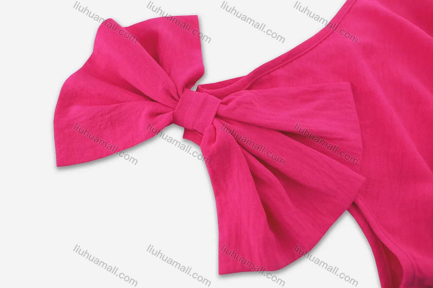 Wholesale Women's Elegant Plain Asymmetrical Neck Bow Knot Decor Ruched Pleated High Low Hem Midi Dress - Liuhuamall