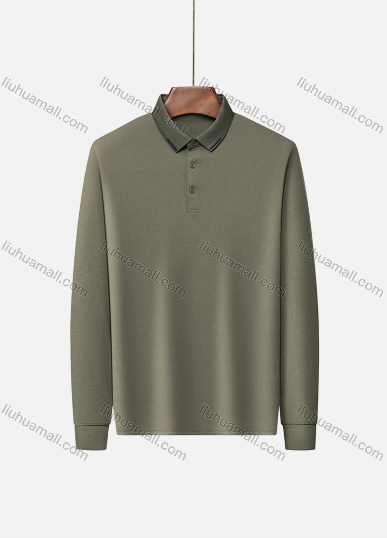 Wholesale Men's Casual Plain Long Sleeve Slim Fit Polo Shirt 2511# - Liuhuamall
