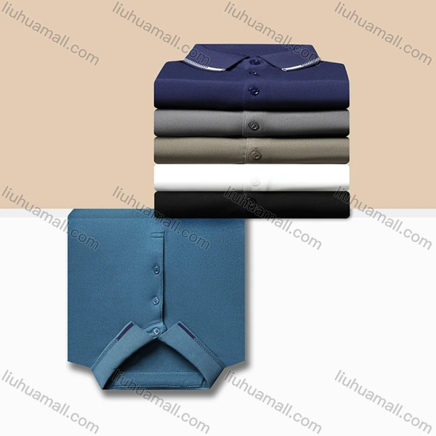 Wholesale Men's Casual Plain Long Sleeve Slim Fit Polo Shirt 2511# - Liuhuamall