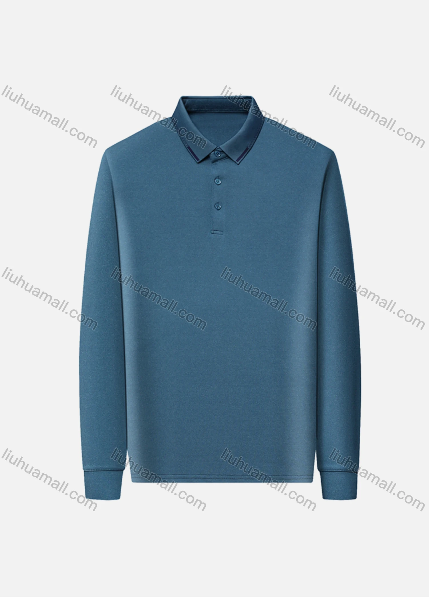 Wholesale Men's Casual Plain Long Sleeve Slim Fit Polo Shirt 2511# - Liuhuamall