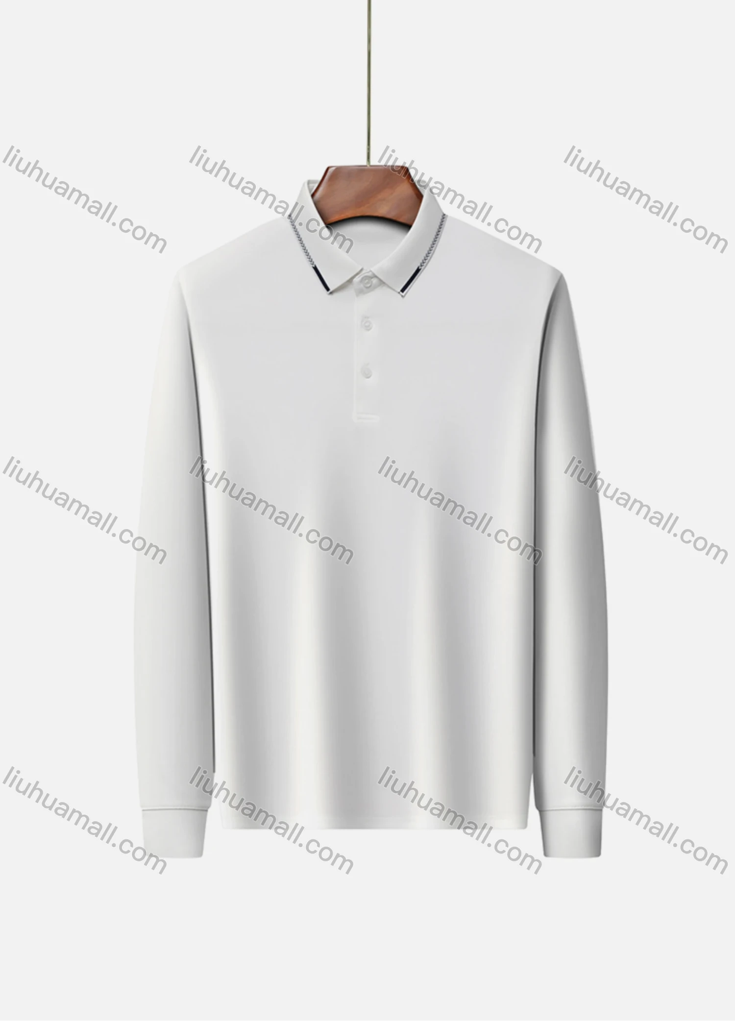 Wholesale Men's Casual Plain Long Sleeve Slim Fit Polo Shirt 2511# - Liuhuamall