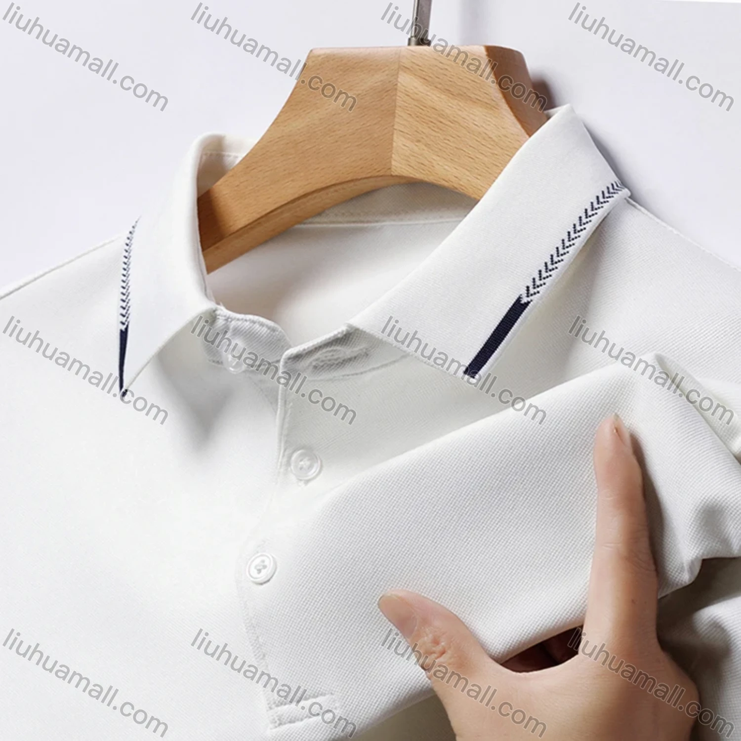 Wholesale Men's Casual Plain Long Sleeve Slim Fit Polo Shirt 2511# - Liuhuamall