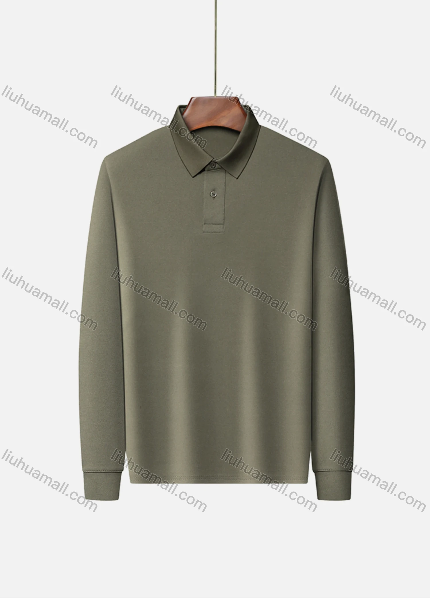 Wholesale Men's Business Plain Long Sleeve Slim Fit Polo Shirt 2515# - Liuhuamall