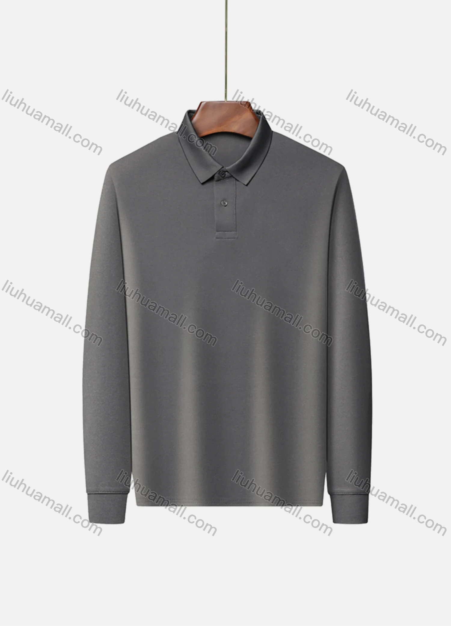 Wholesale Men's Business Plain Long Sleeve Slim Fit Polo Shirt 2515# - Liuhuamall