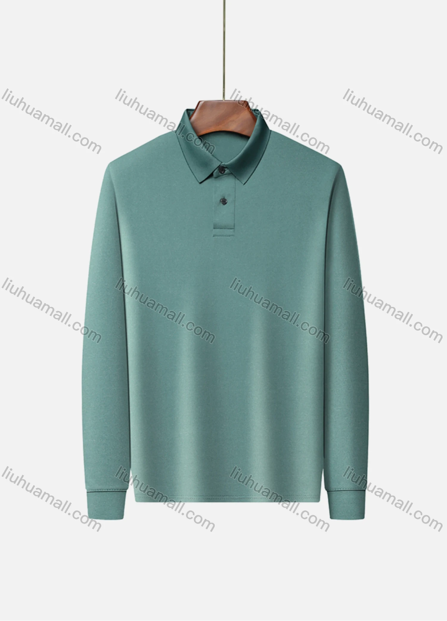 Wholesale Men's Business Plain Long Sleeve Slim Fit Polo Shirt 2515# - Liuhuamall